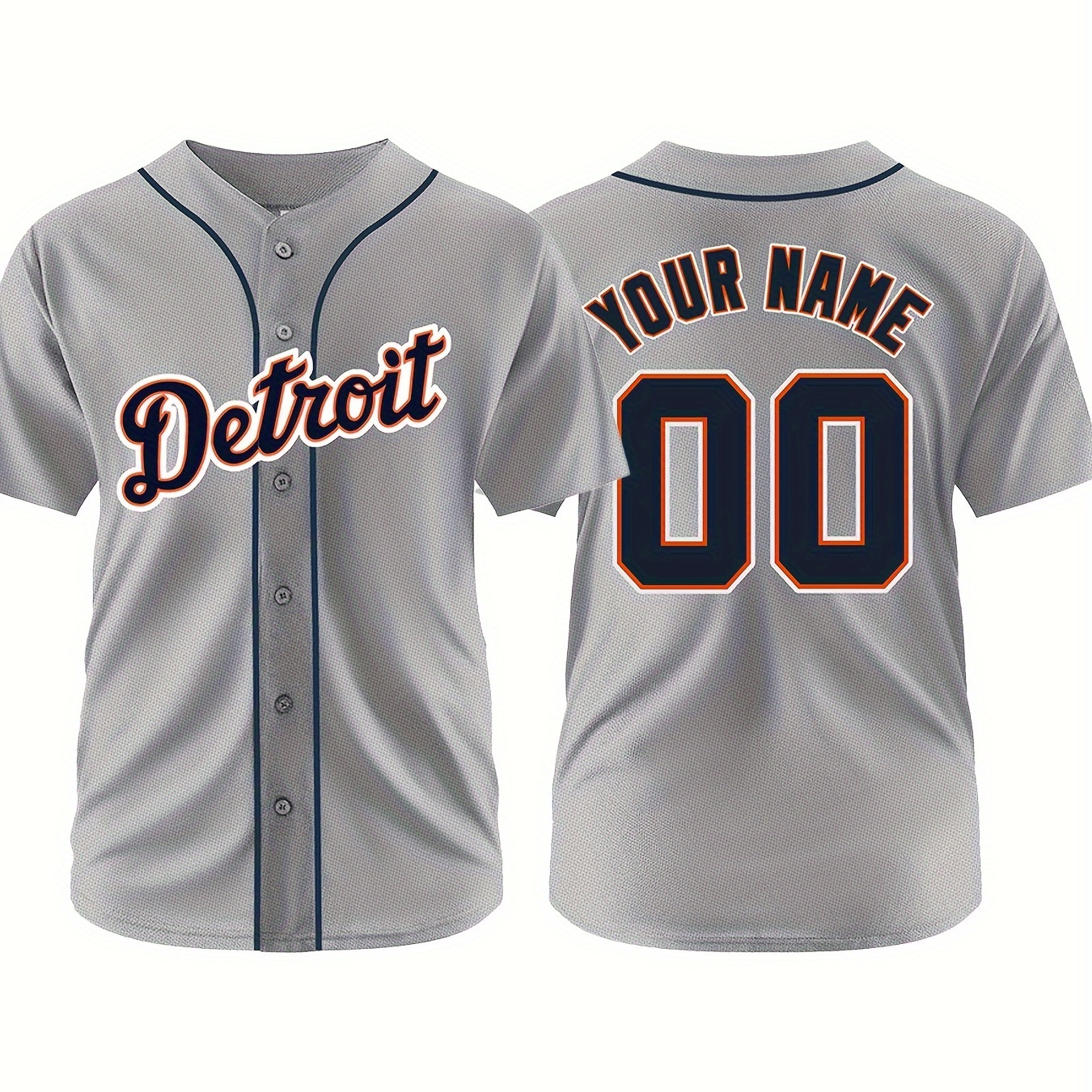 

Customized Name And Number Design, Men's Short Sleeve Loose Breathable V-neck Embroidery Baseball Jersey, Sports Shirt For Team Training