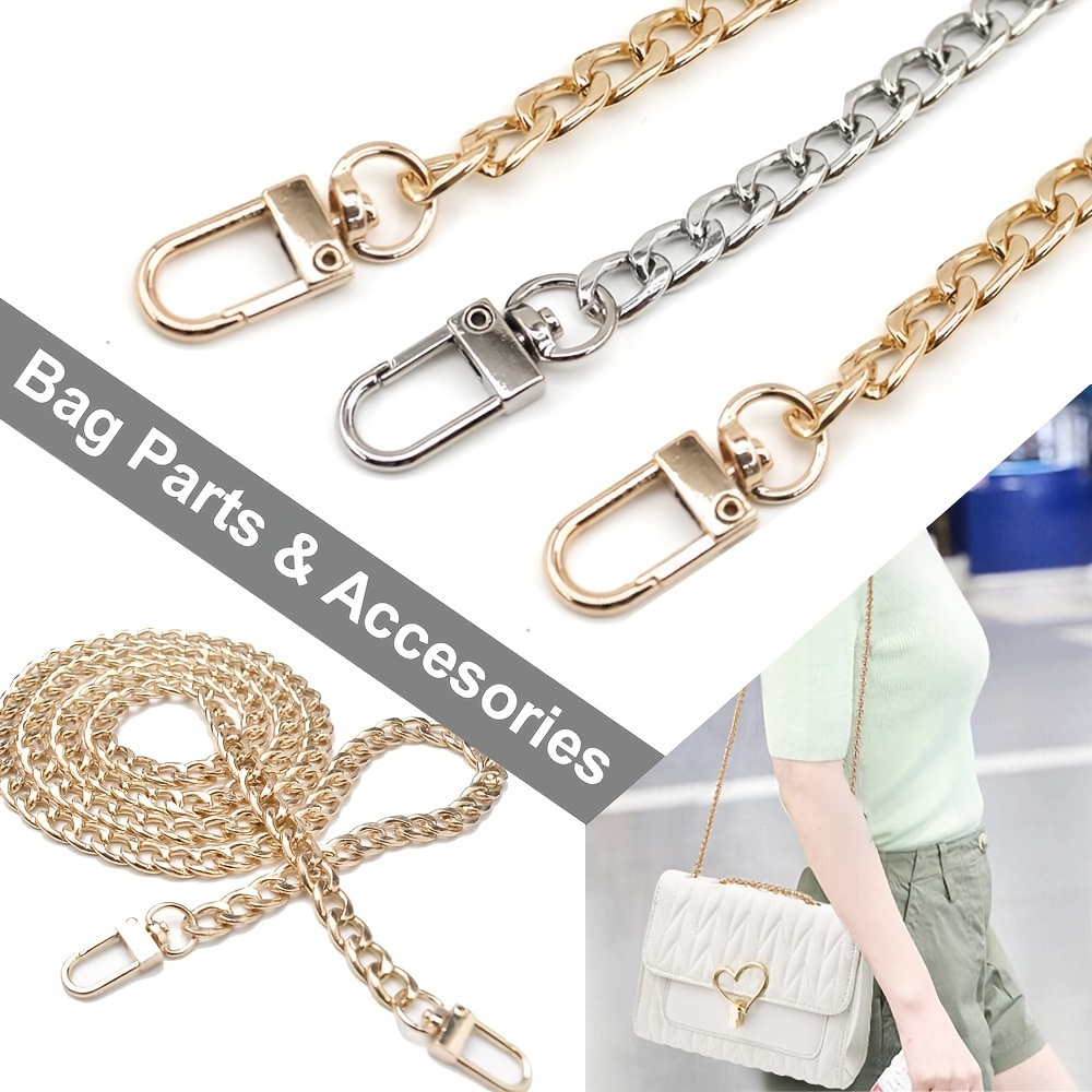 4 Pieces Gold Purse Chain Strap Metal Purse Strap Extender Handle Bag  Accessories for Replacement Flat Chain Strap with Metal Buckles DIY  Handbags
