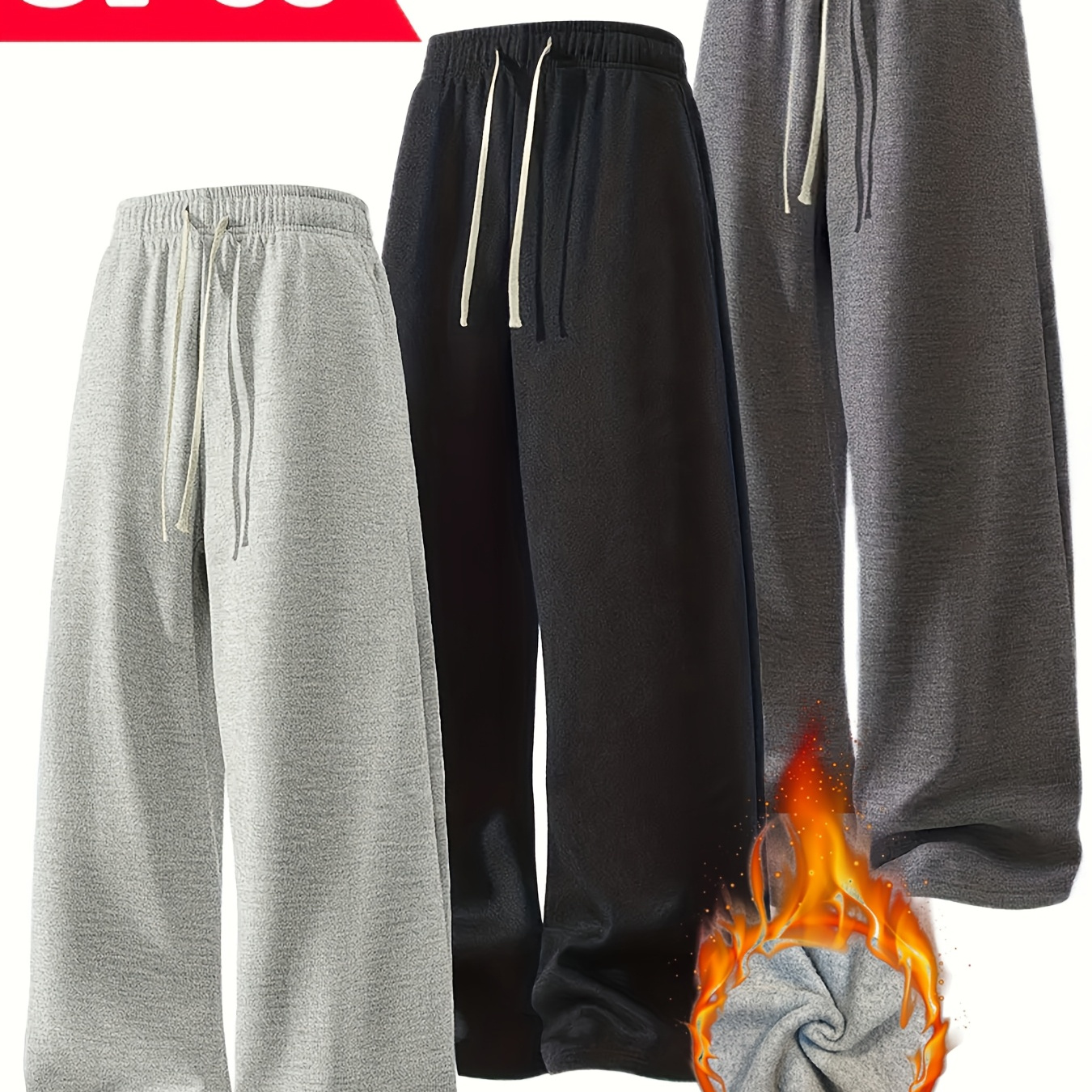 

Men's Straight-leg Long Pants With Large Pockets And Drawstring, -piece Casual Outfit For Autumn And Winter.