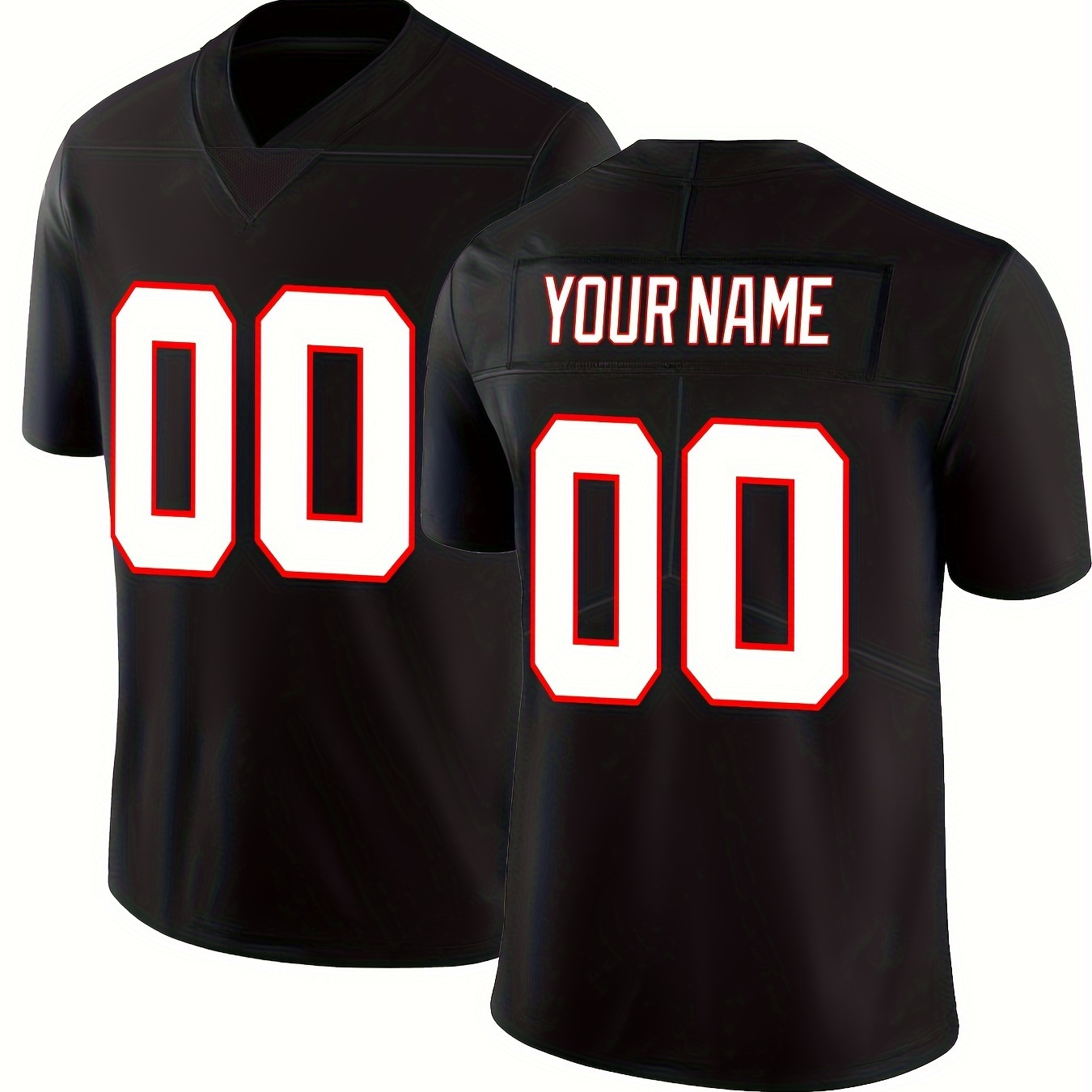 

Customized Name And Number Embroidery, Men's Breathable Short Sleeve V-neck Football Jersey, Sports Shirt For Team Training