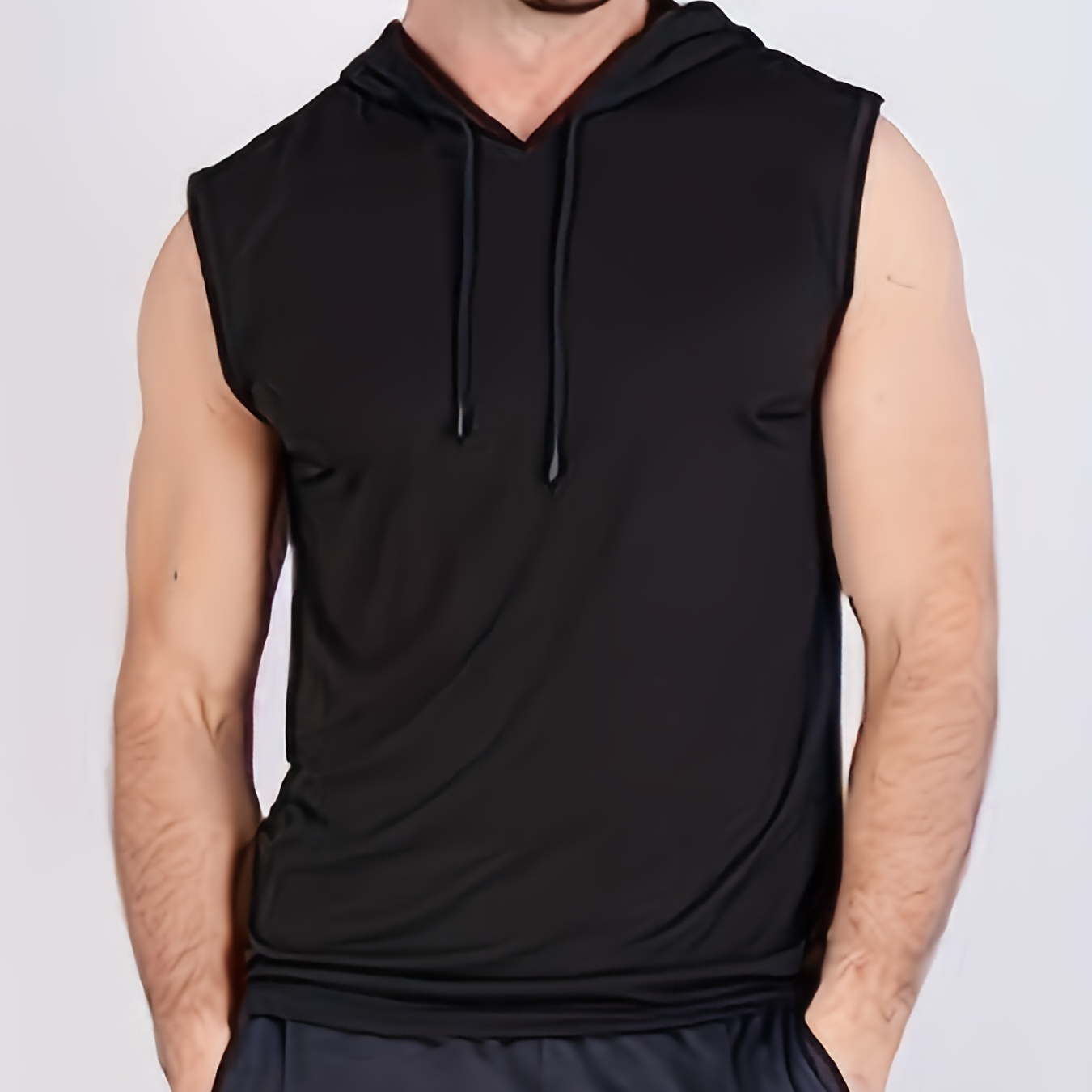 Men's Solid Sleeveless Hoodie Active High Stretch Breathable - Temu Canada