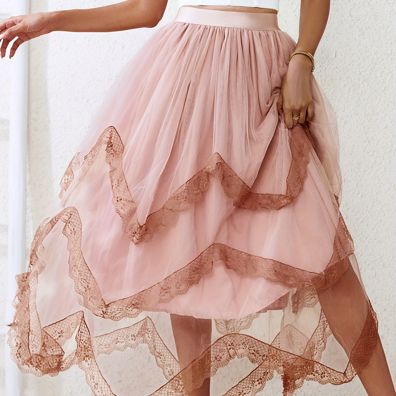 High waisted layered clearance tulle ruffle skirt