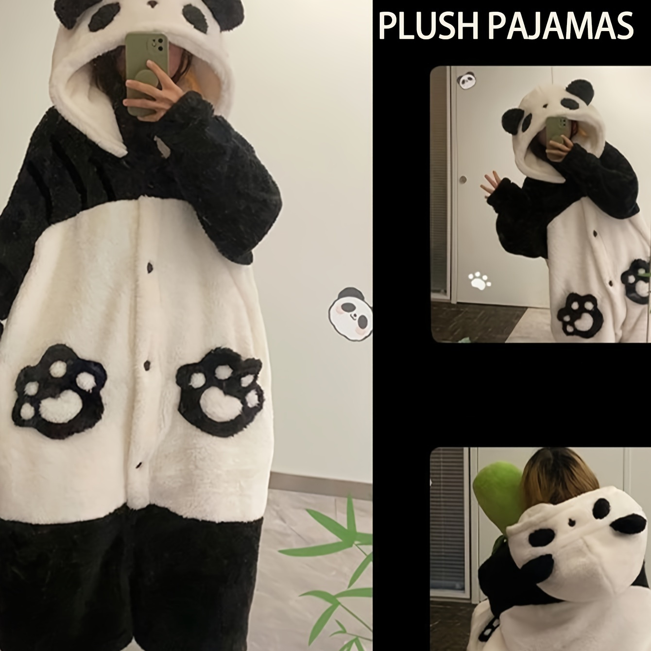 

Pyjama à Capuche en Peluche pour Femme - Robe de Nuit Épaisse en Confortable avec Détails de Boutons, Motif Animal , pour /Hiver, Vêtements de Maison | Pyjamas Animaux | Tissu Tricoté