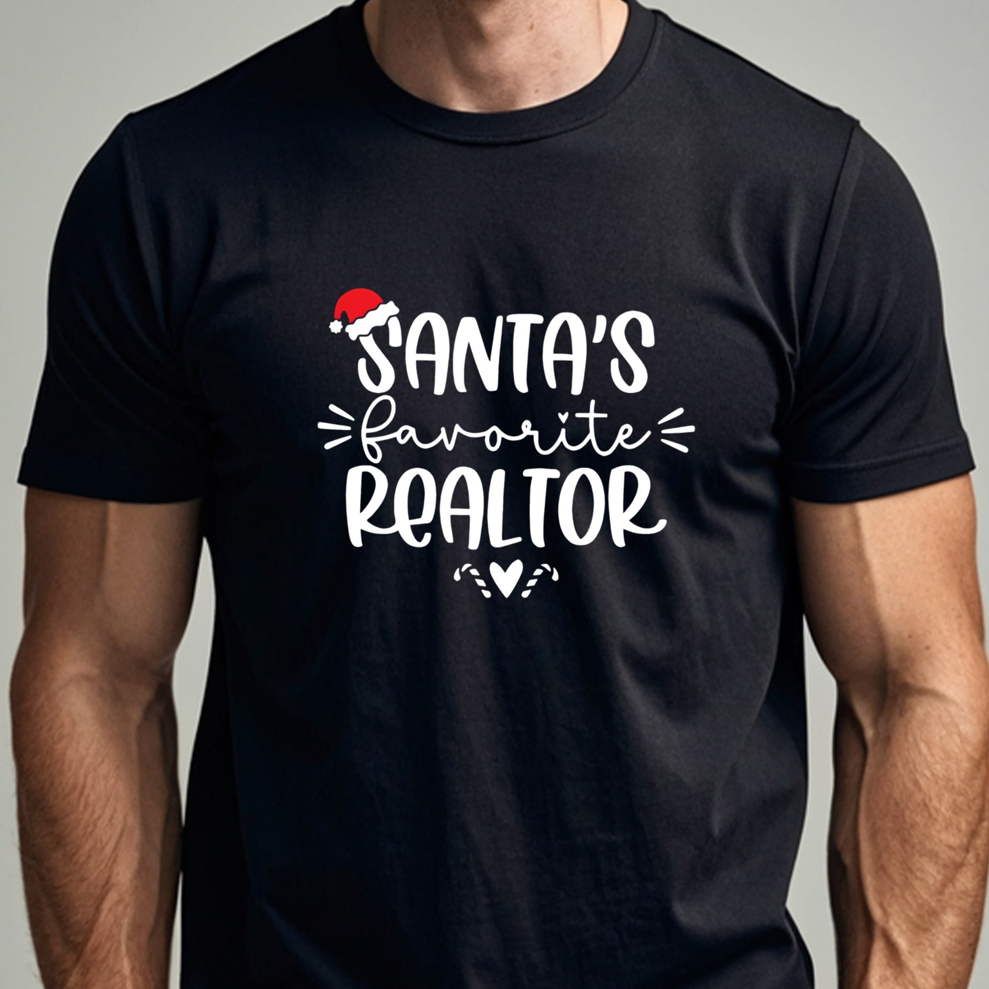 

Santas Favorite Realtor Casual T-shirt For Men Graphic Tee Crew Neck Soft 100% Cotton Funny Black Mens Running Going Out Breathable 4 Seasons Moisture-wicking Quick-dry Stylish