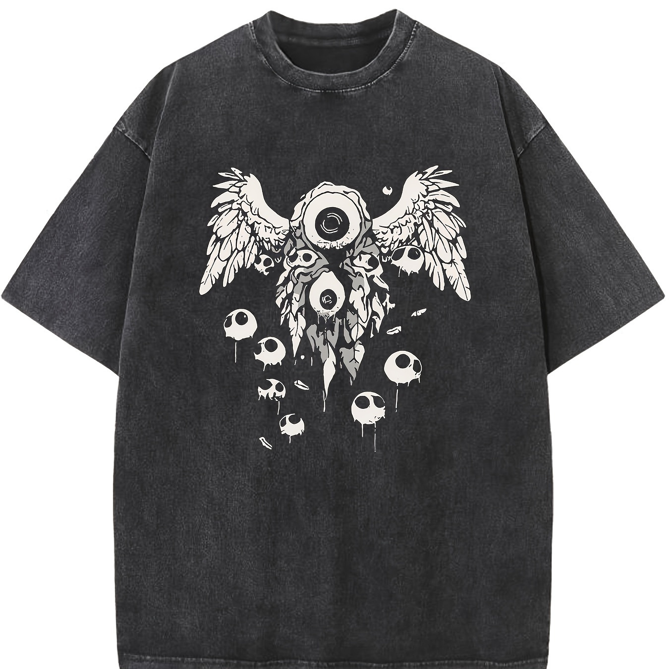 

Wings. Eyes.vintage Washed High Quality Cotton Patterned T-shirt Men's T-shirt Clothing Drop Shoulder Sleeve Round Neck Tops Short Sleeve