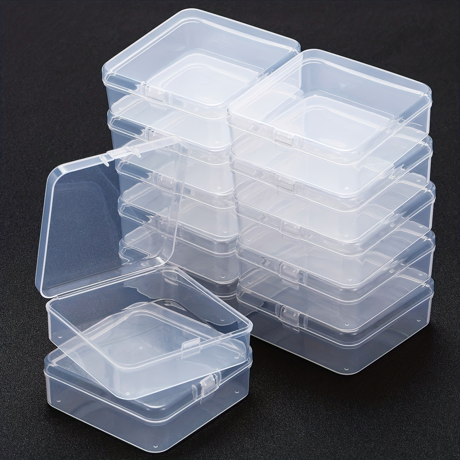 Bead Organizer Box, 28Pcs Small Clear Plastic Storage Containers, 1 Large  Craft Organizer Box, 1 Sheet Label, Mini Parts Storage Solution for Beading