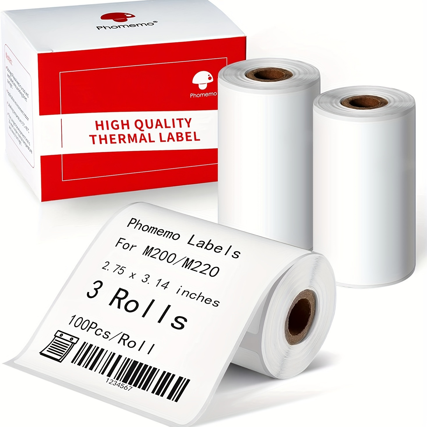 

Boost Your Business With Phomemo M200/m220 Label Maker Barcode Printer Replacement Label - Multi-purpose White Self-adhesive Label Paper - 3 Rolls