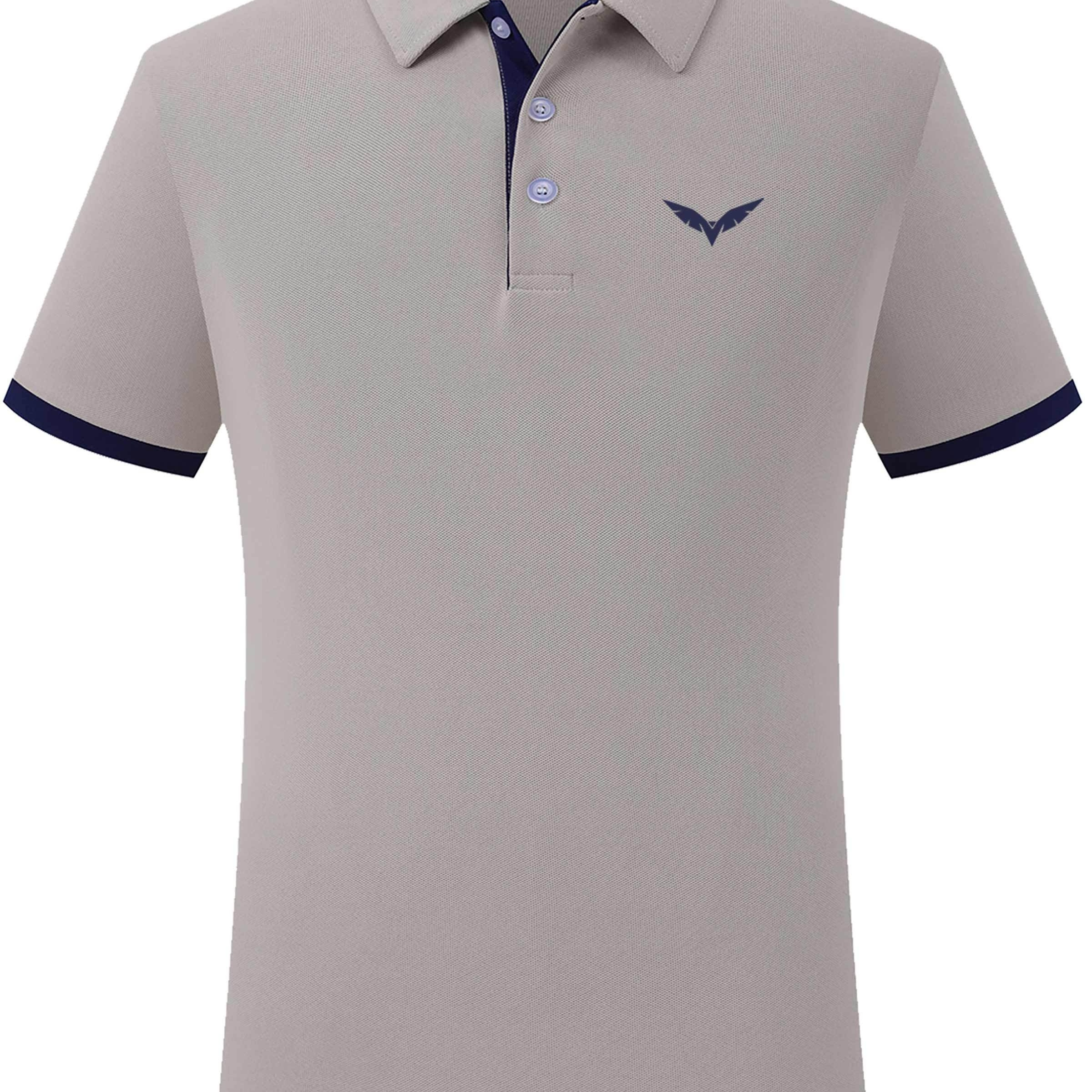 

Men's Lapel Geometric-pattern Print Moisture Wicking Short Sleeve Shirt, Breathable Quick Drying Shirt For Summer