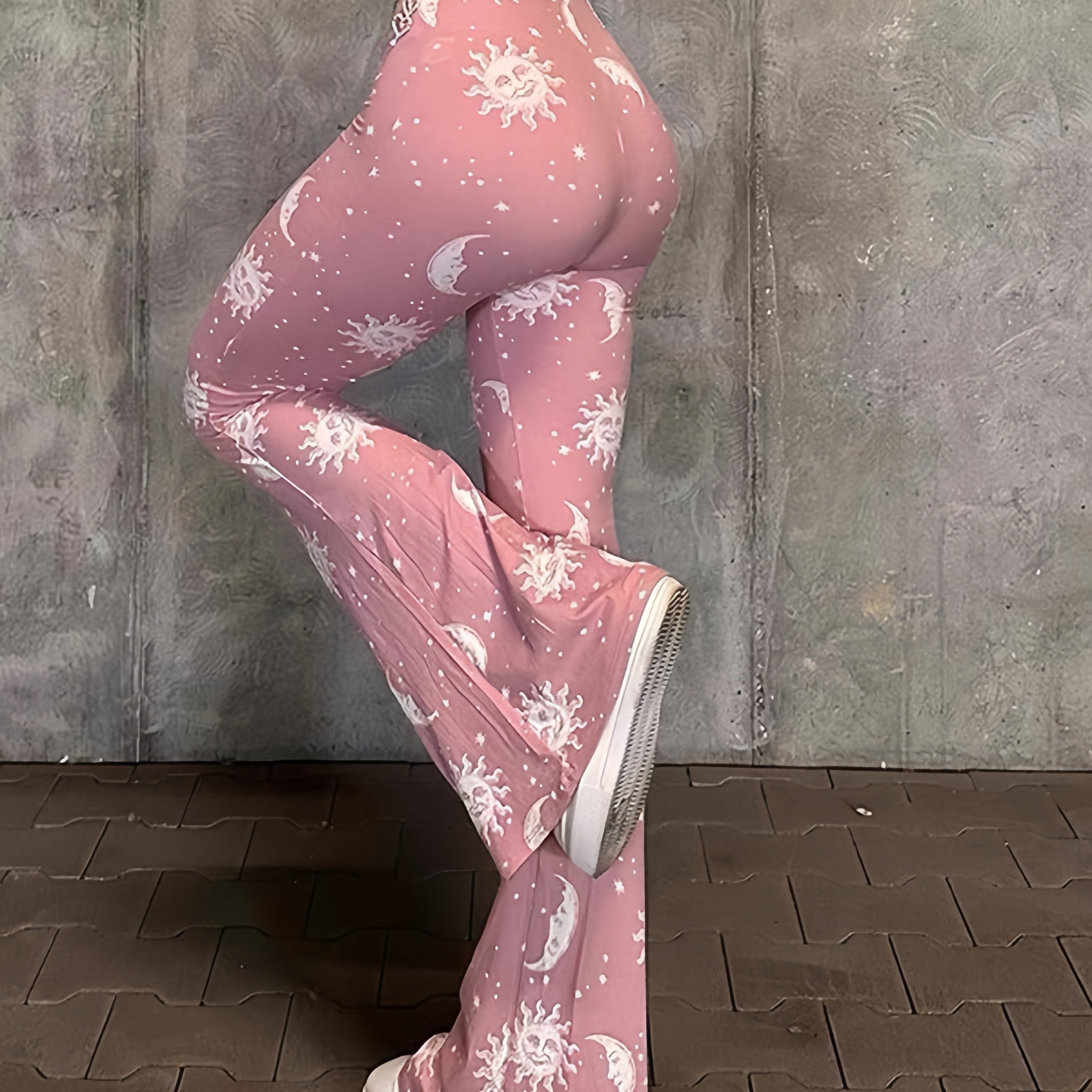 Flared Leggings - Pink/patterned - Ladies