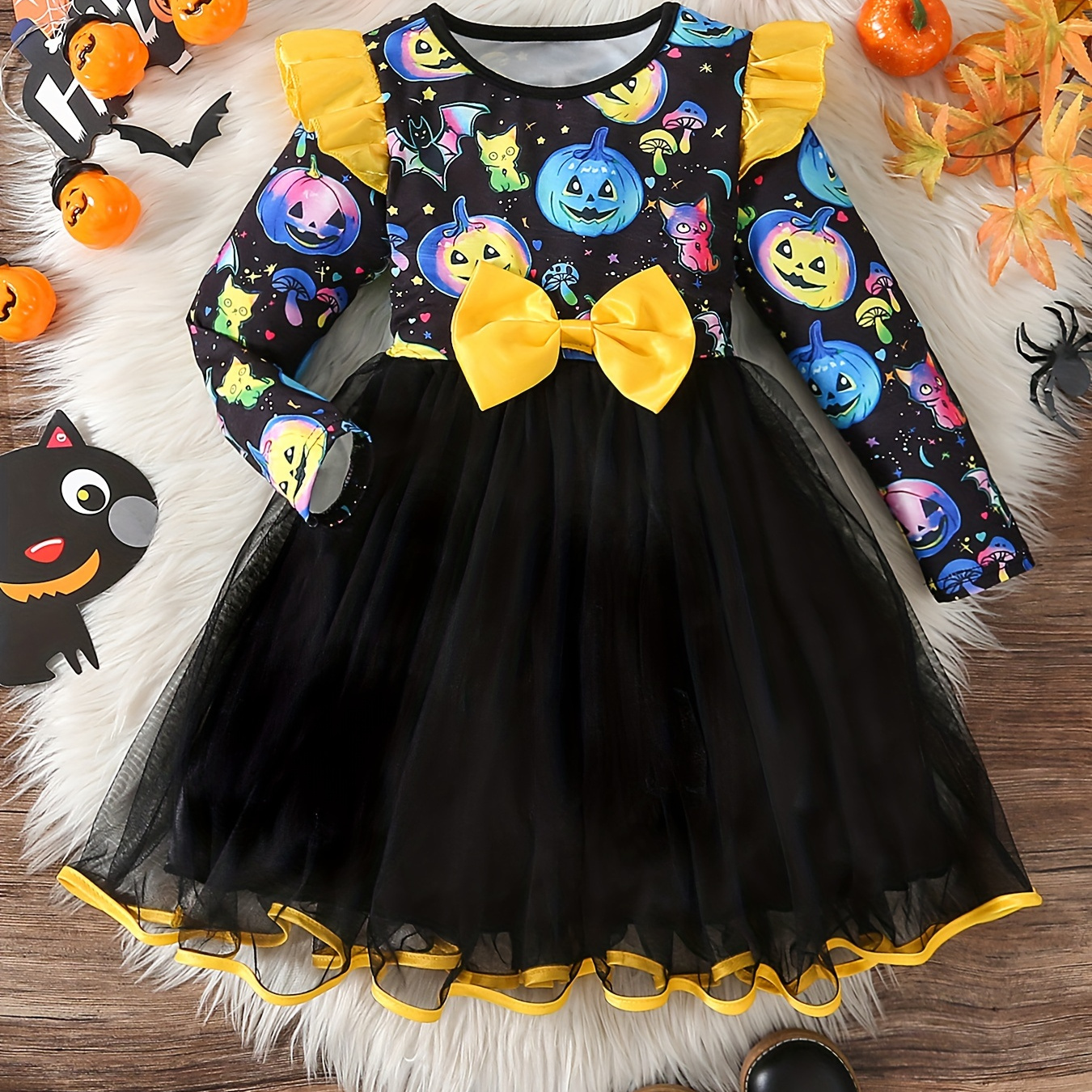 

& Long Sleeve Pumpkins Pattern Bow Decor For , Up Outfit As , Cloth