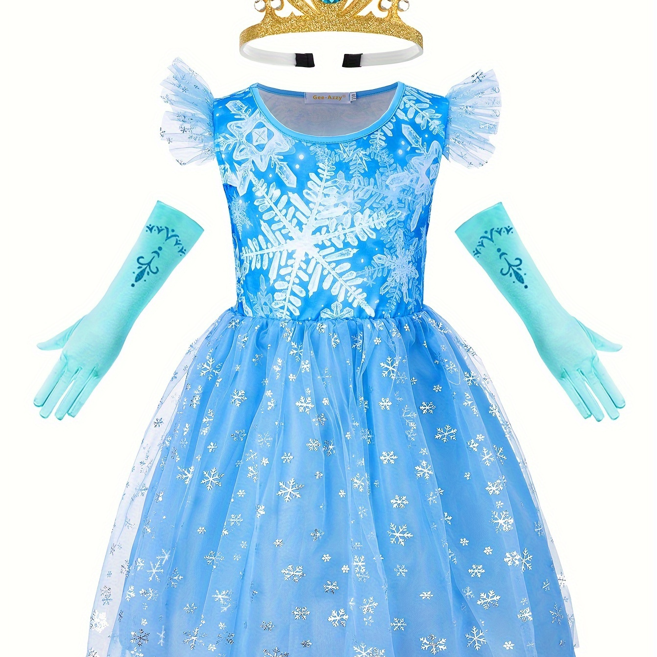 blue snowflake print princess dress girls youngsterss dress - Temu Georgia