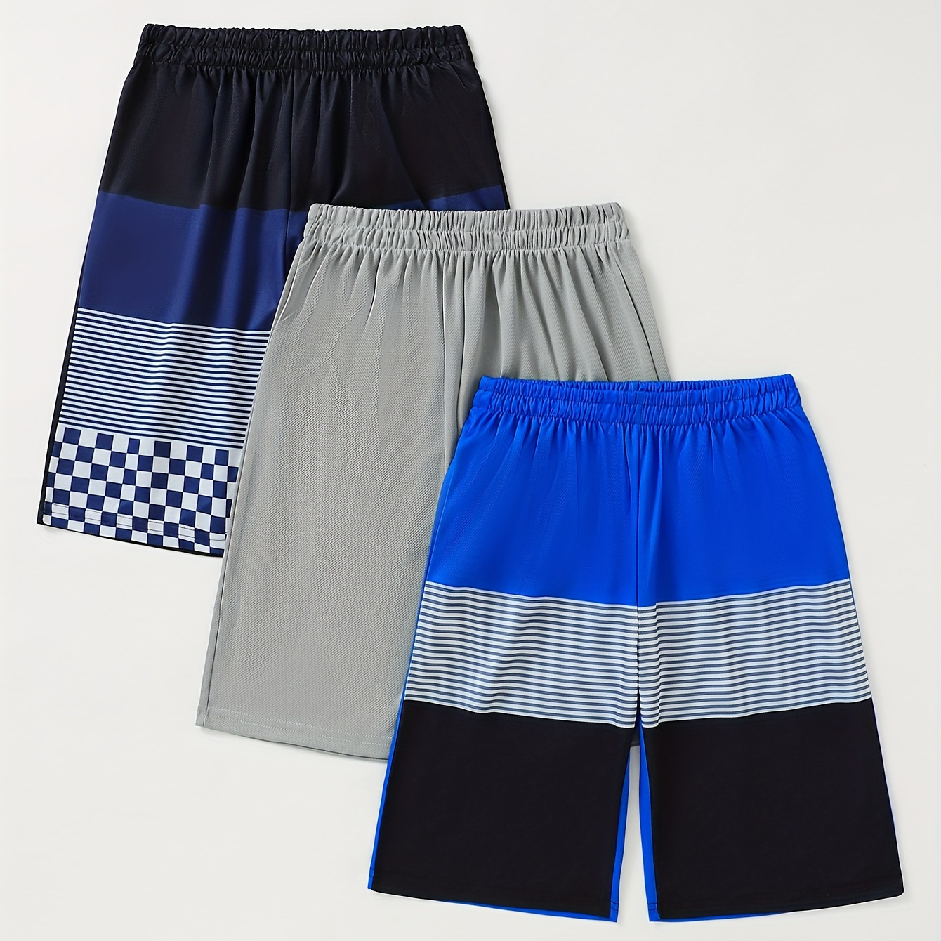 

3pcs Quick Dry Swim Trunks For Boys, Elastic Waist Beach Shorts, Boys Swimwear For Summer Vacation
