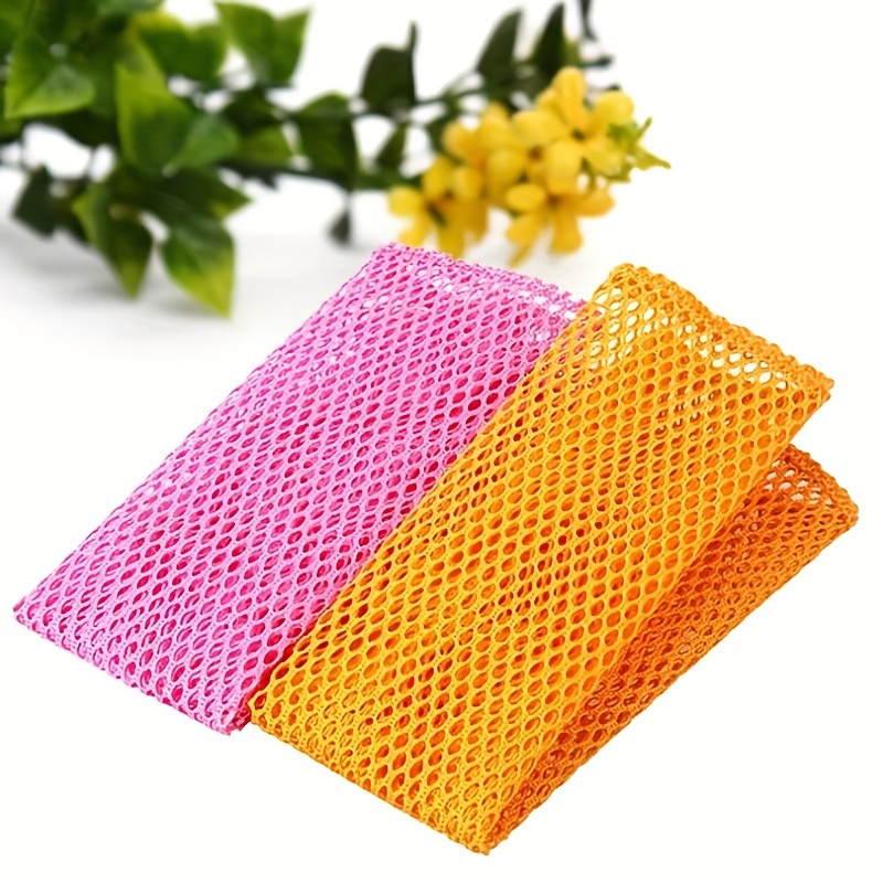 

2pcs Non-stick Mesh Dish Cloths - Easy Cleaning And Scouring Pad For Kitchen - Set Of 2