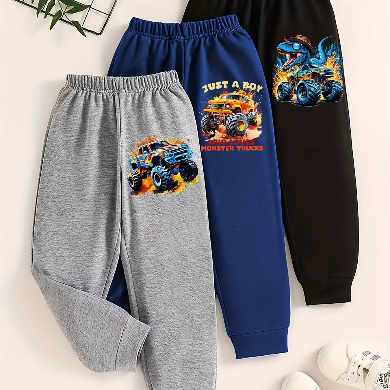 

Boys' Graphic Jogger Pants 3-, Polyester Elastane, Slight Long Pants Waist, Fall/ Trousers For Kids 12, For