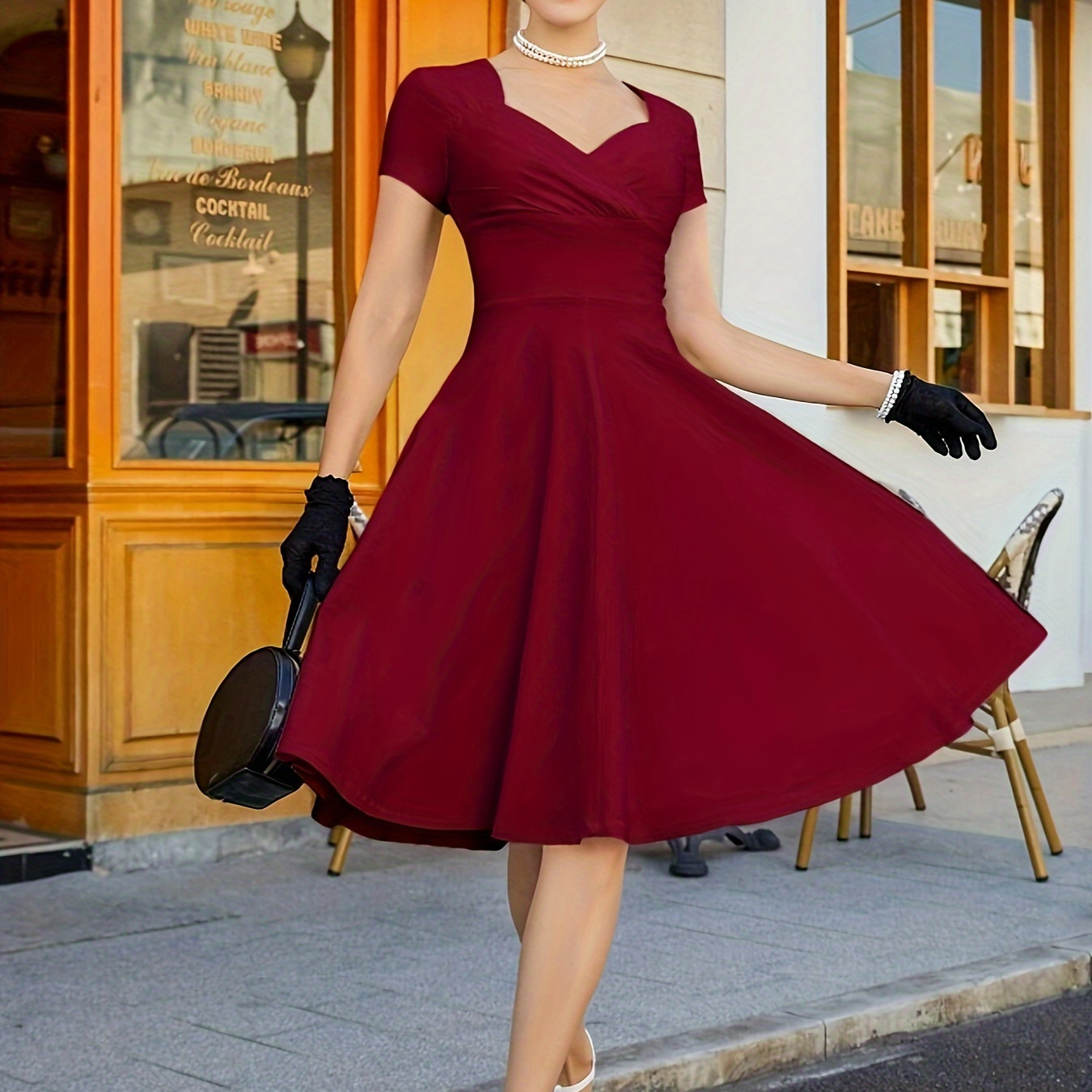 Retro Contrast Color Block Dress Casual Buttons Sleeveless Temu