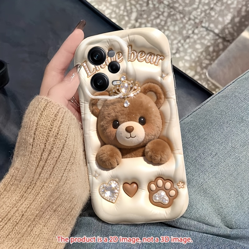 TEMU Phone Case: 2d Flat Cute Cartoon Little Bear Protective Phone Case For Xiaomi Redmi Note 14 13 12 12s 11 11s 10 10s 9 9s 8 Pro, For Redmi 15 15c
