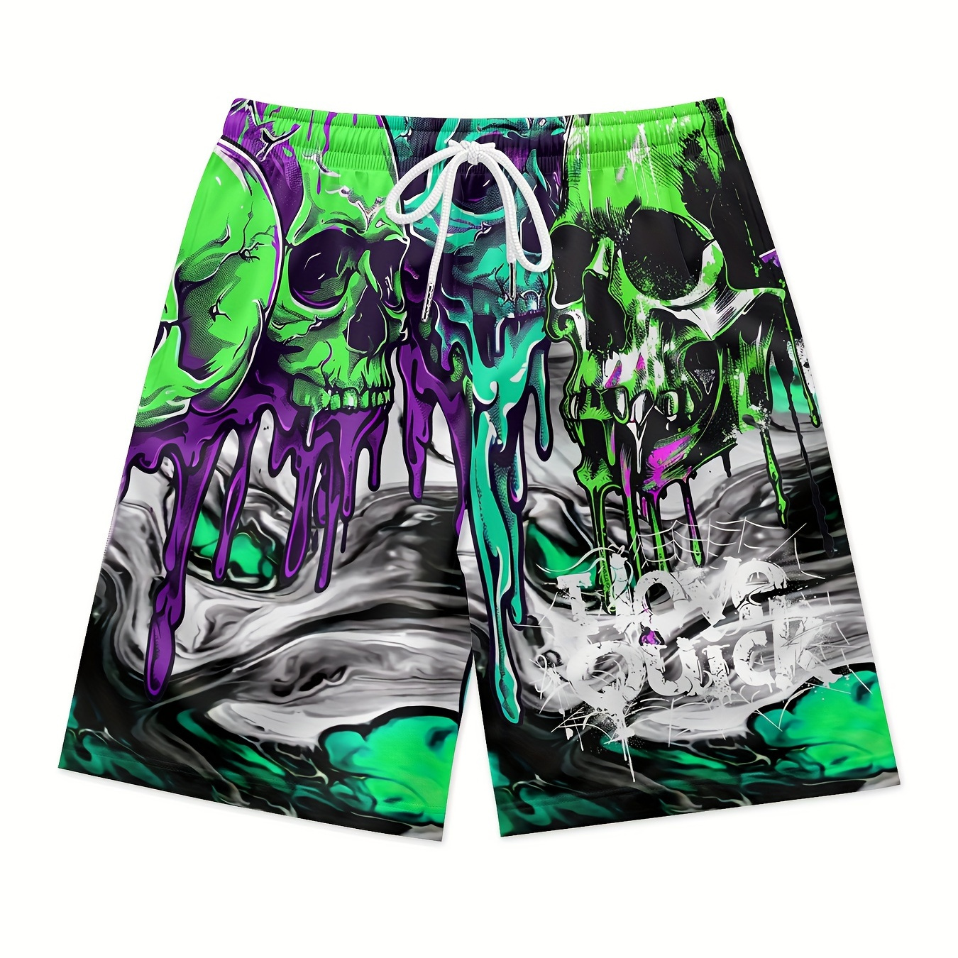 

Skull Tie Dyed Summer Men's Drawstring Waist Shorts Quick Drying Breathable Polyester Shorts Daily Street Vacation Beach Shorts Sportswear