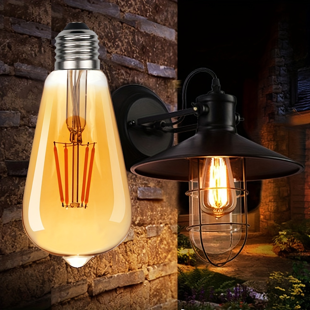 1pc ST21 (ST64) LED Filament Light Bulb 4W/6W, E26 Base Non-Dimmable  Vintage Edison Bulb, 2700K Warm White110V Classic Clear Glass Incandescent  Light