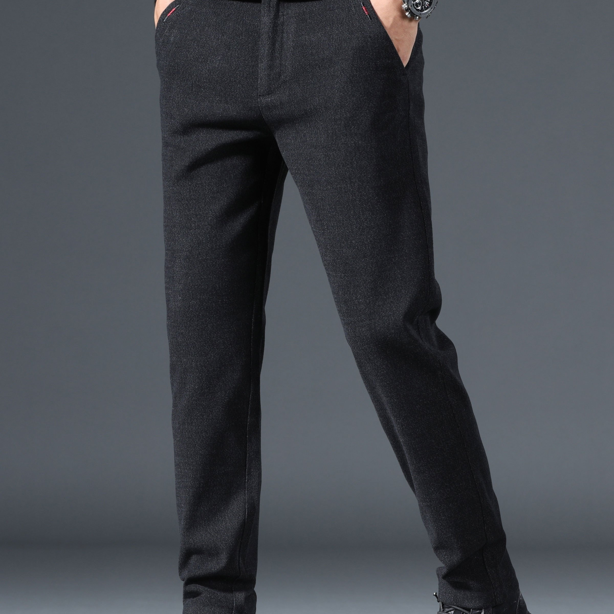 Plus Size Men's Solid Suit Pants Casual Fashion Dress Pants For Business/Party, Men's Clothing