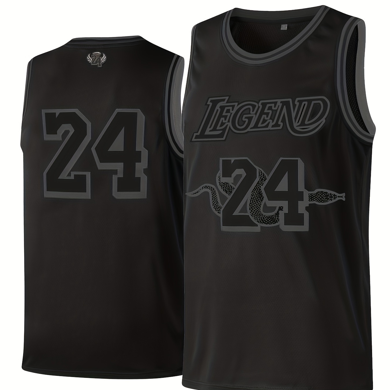 

Men's Legend #24 Embroidered Basketball Jersey, Retro Slightly Stretch Breathable Sports Uniform, Sleeveless Basketball Shirt For Training Competition Party