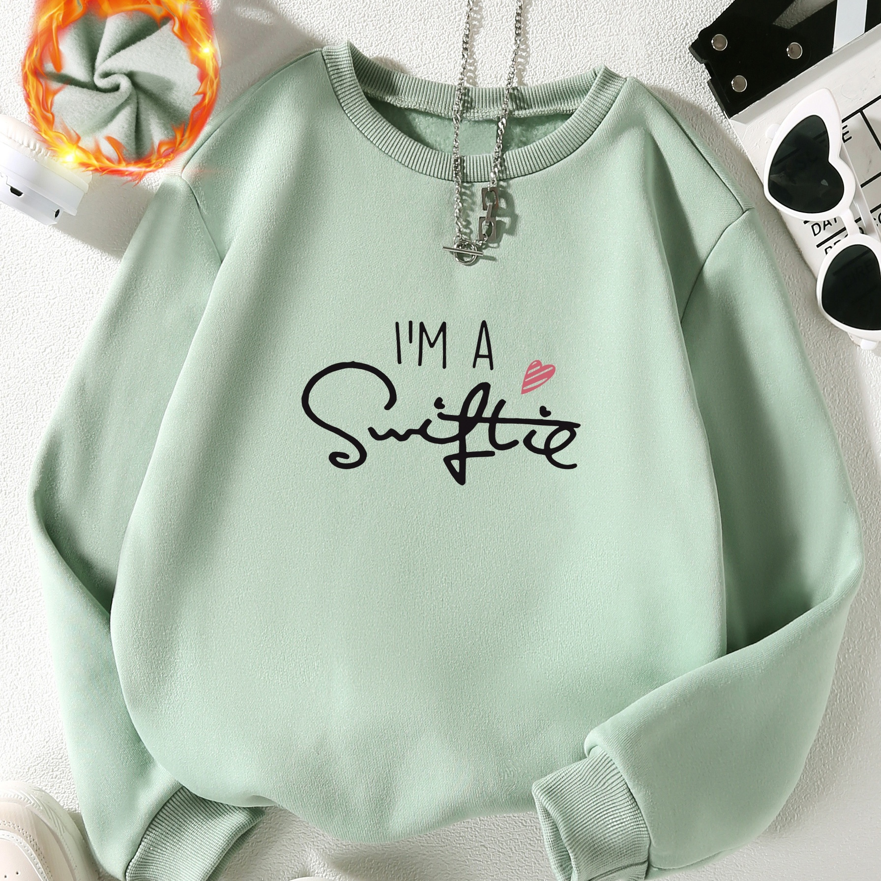 Kid Girl Fleece Pullover Sweatshirt, Fashion Letter Print, Everyday Long Sleeve Casual Sports Tops