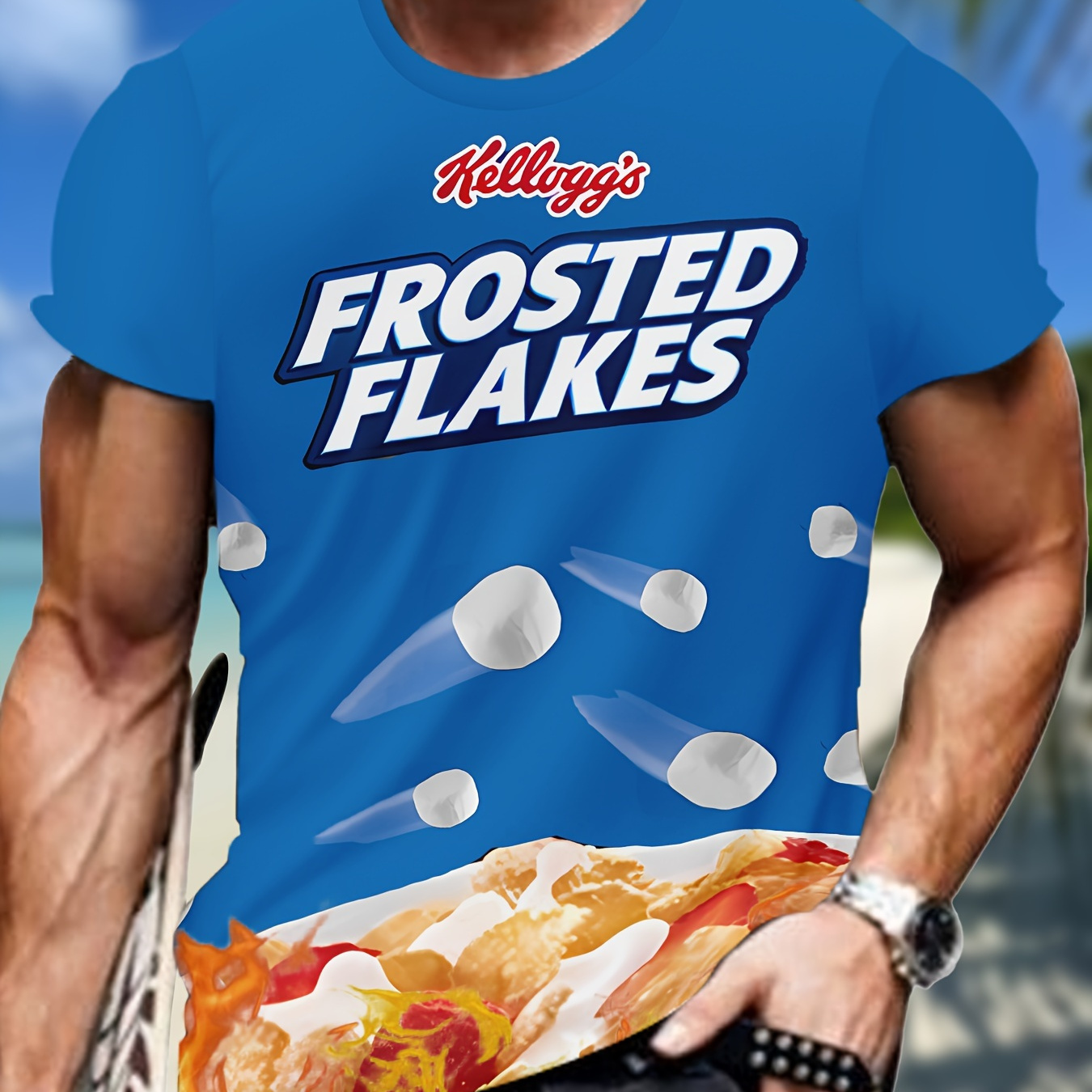 

Men's Food Graphic Print T-shirt, Short Sleeve Crew Neck Tee, Men's Clothing For Summer Outdoor