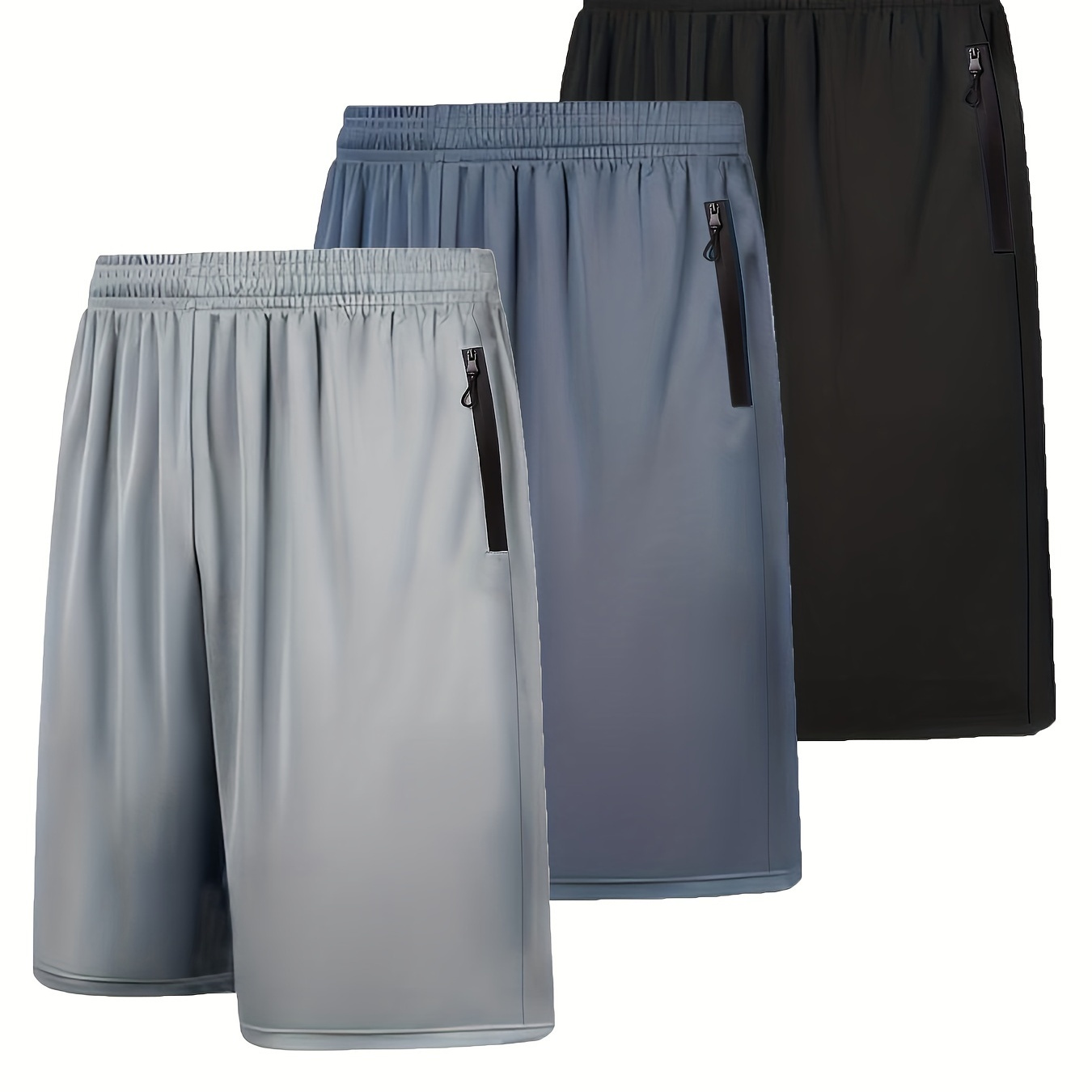 

3 Pack Men's Athletic Shorts With Drawstring And Pockets In Solid Color, Lightweight And Comfortable For Summer Sports And Fitness