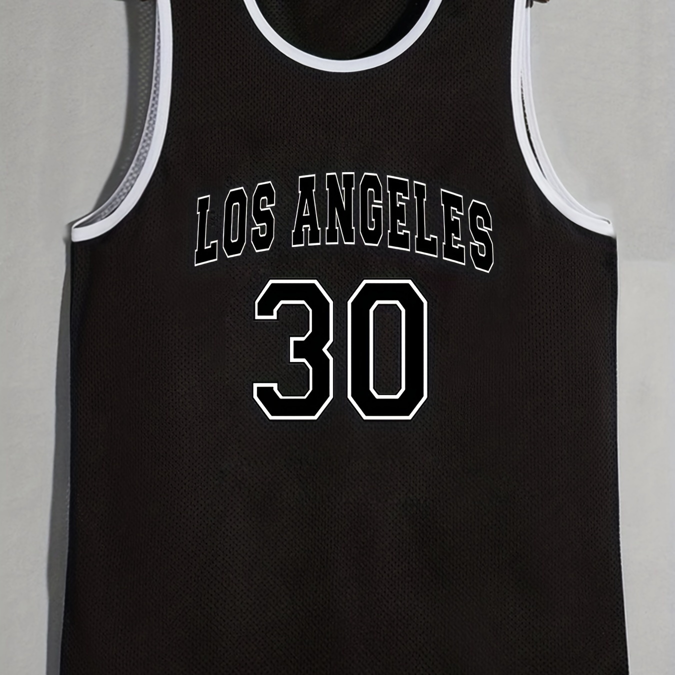 

Men's Letter "los Angeles" And Numbers "30" Graphic Color Block Sleeveless Crew Neck Loose Mesh Breathable Basketball Sports Tank Top Summer Clothes
