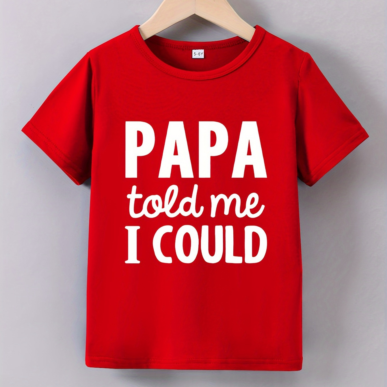 

Papa Told Me I Could Print Short Sleeve T-shirt, Girls Casual Comfy Tees For Summer Gift Outdoor