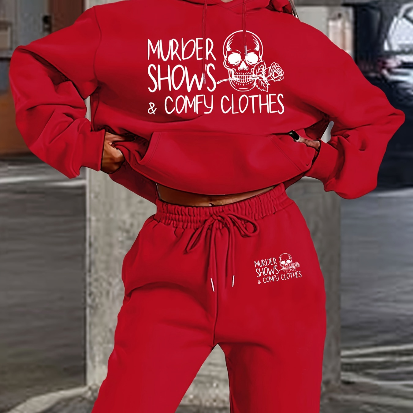 

2024 Autumn And Winter Lip Theme New Women's Hooded Sweatshirt And Pants Set With Hat And Long Sleeve Casual Shirt Set