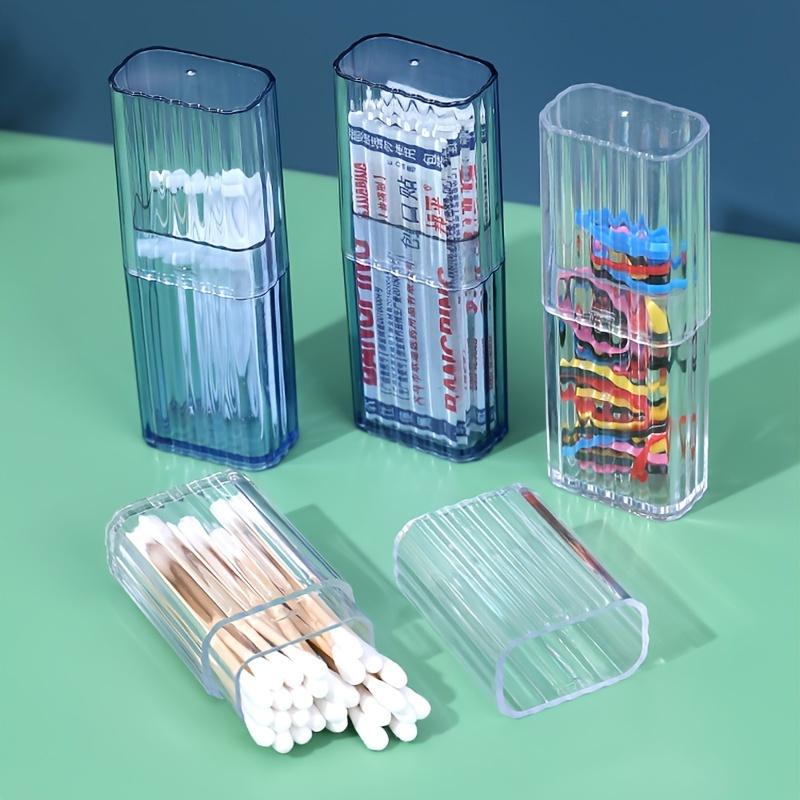 

1pc Portable Transparent Storage Box, Business Trip Travel Toothpick Cotton Swab Case, Simple Small Organizer Case, Bandage Stickers Holder Box, Classification & Finishing Box