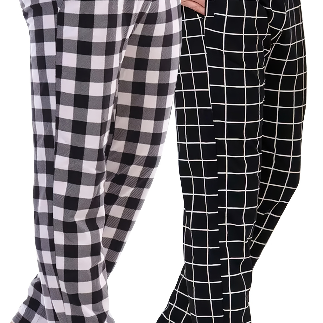 

2-pack Men's Pattern Casual Pajama Pants, Polyester Knit Sleepwear With Pockets, Loose Trousers For All