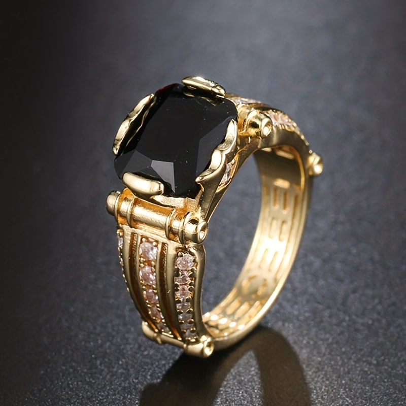black stone gold rings