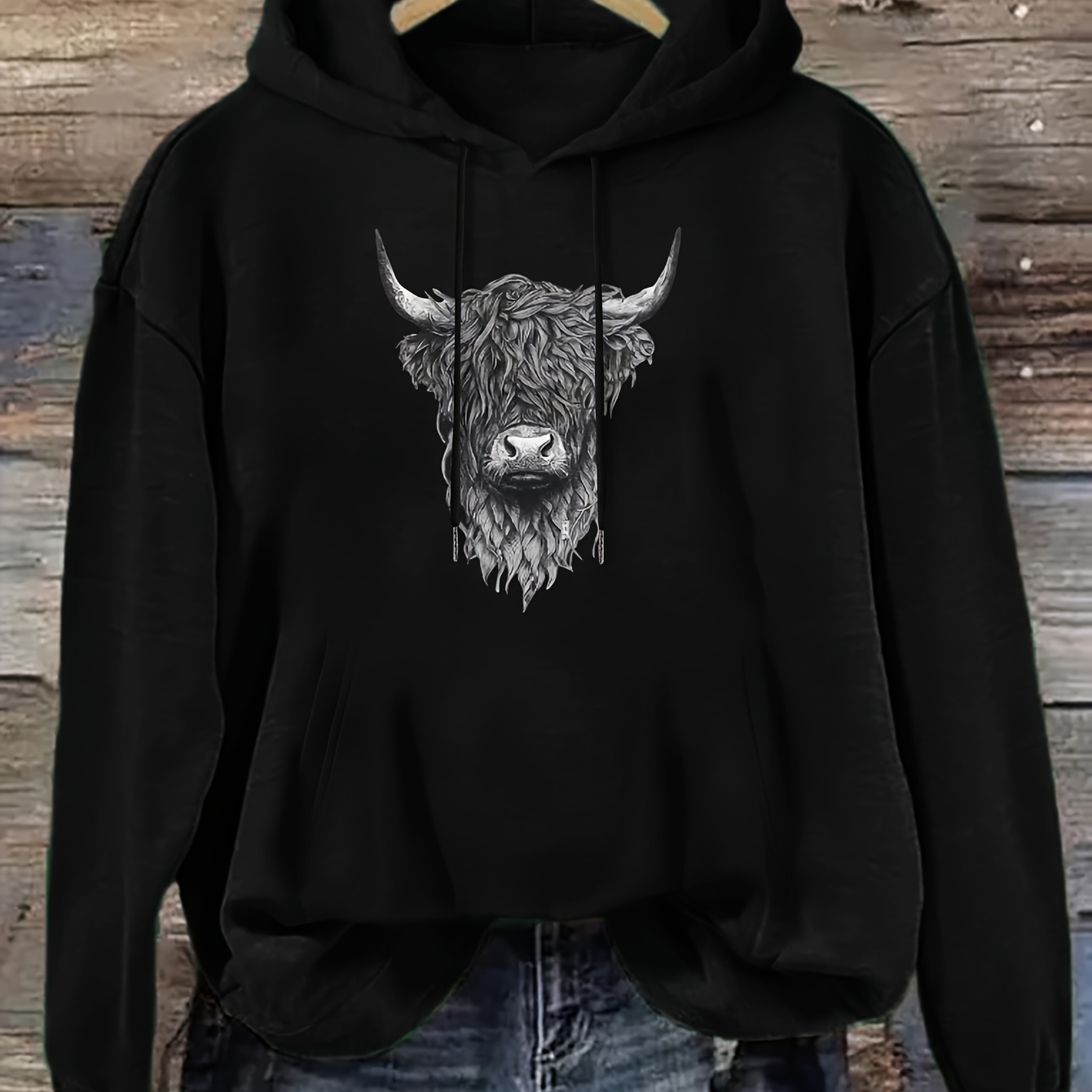 

Women's Casual Hoodie With Animal Print, Polyester Knit Fabric, Hooded Sweatshirt With Drawstring, Unisex-adult, For Fall/winter Season