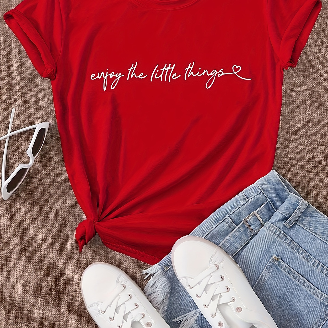 

Letter Neck T-shirt, Casual Short Sleeve T-shirt For , Women's Clothing