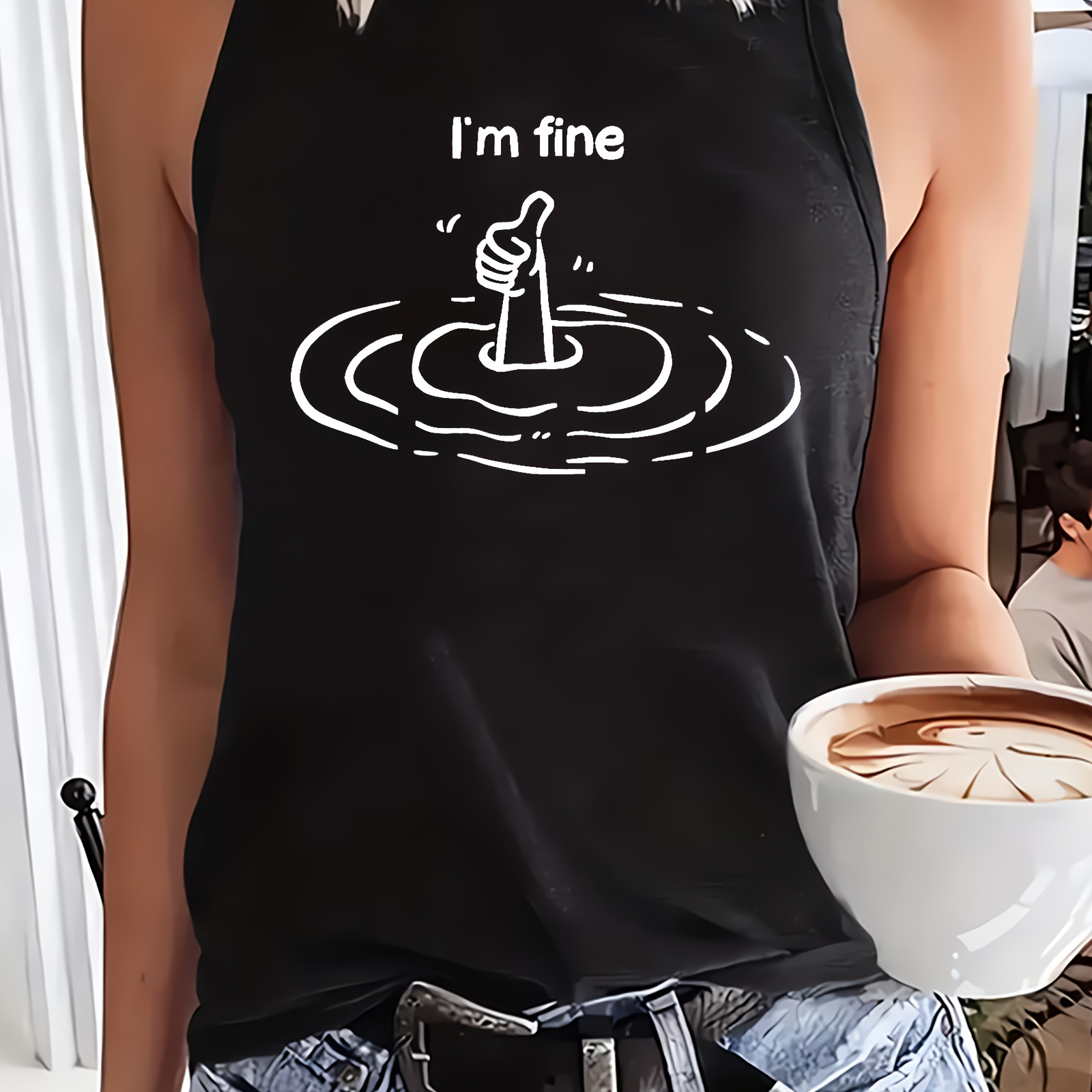 

Women's Sleeveless Tank Top "" Graphic, Casual Loose Fit, Summer/fall Fashion, Polyester Knit, Round Neck, Geometric Pattern, , Sporty Leisurewear
