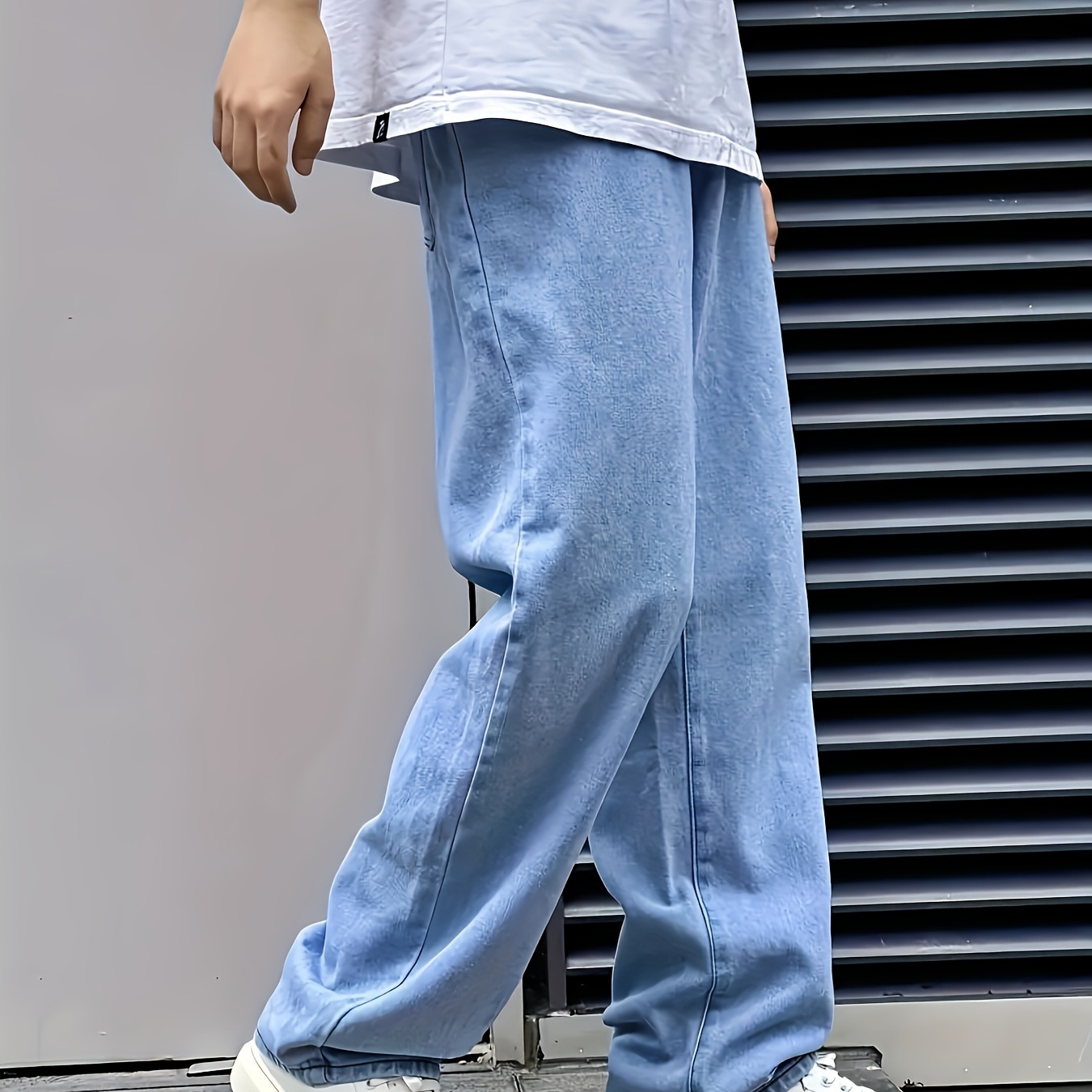 

Men's Casual Loose Fit Jeans, Chic Street Style Wide Leg Jeans