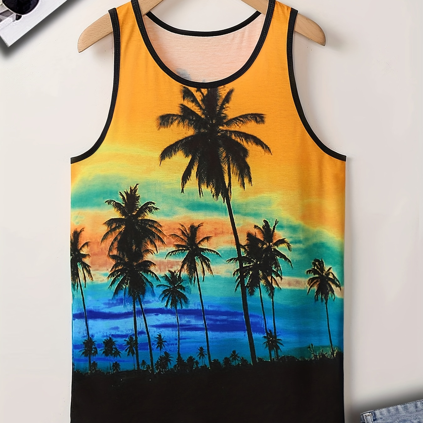 

Plus Size Men's Hawaiian Style Tropical Print Sleeveless Vest Workout Gym Tank Tops T Shirt, Best Sellers