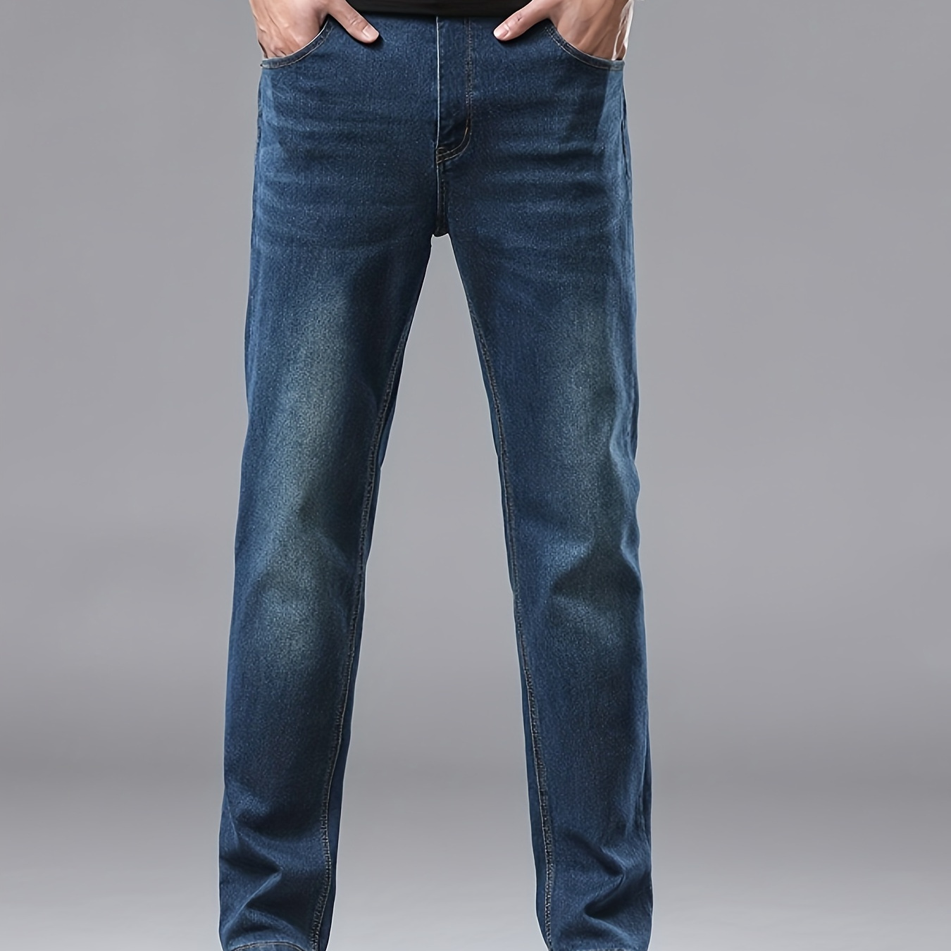 

Cotton Blend Men's Retro Casual Cropped Washed Denim Jeans With Pockets For Spring Summer Outdoor