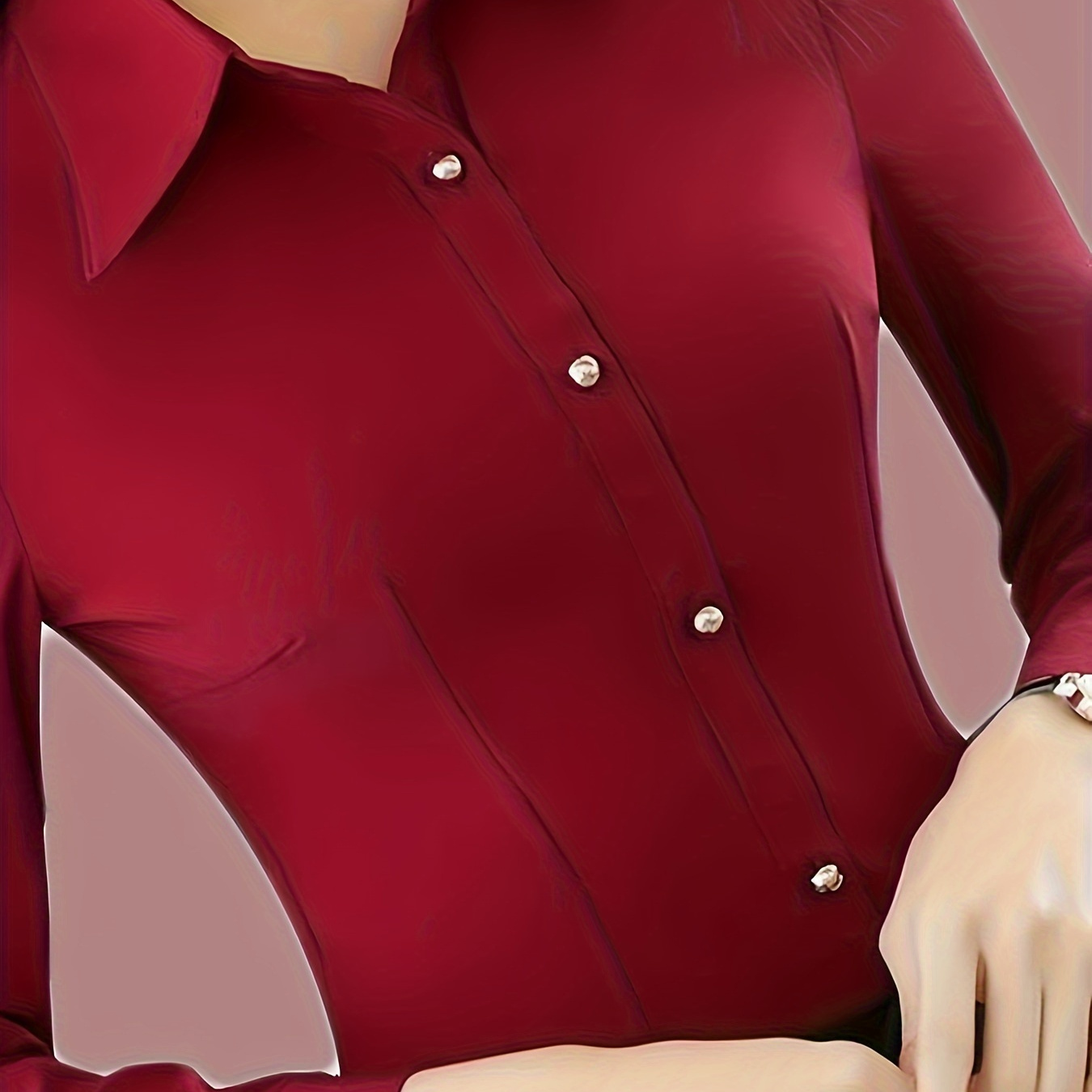 

Chemise unie à boutons, chemise décontractée à manches longues pour et , vêtements pour femmes