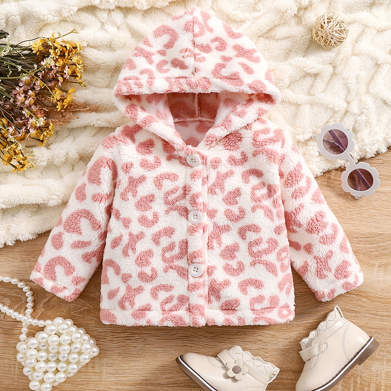 

' Christmas Flannel Hooded , Thickened Fleece Printed , Regular Fit , , / , Knitted