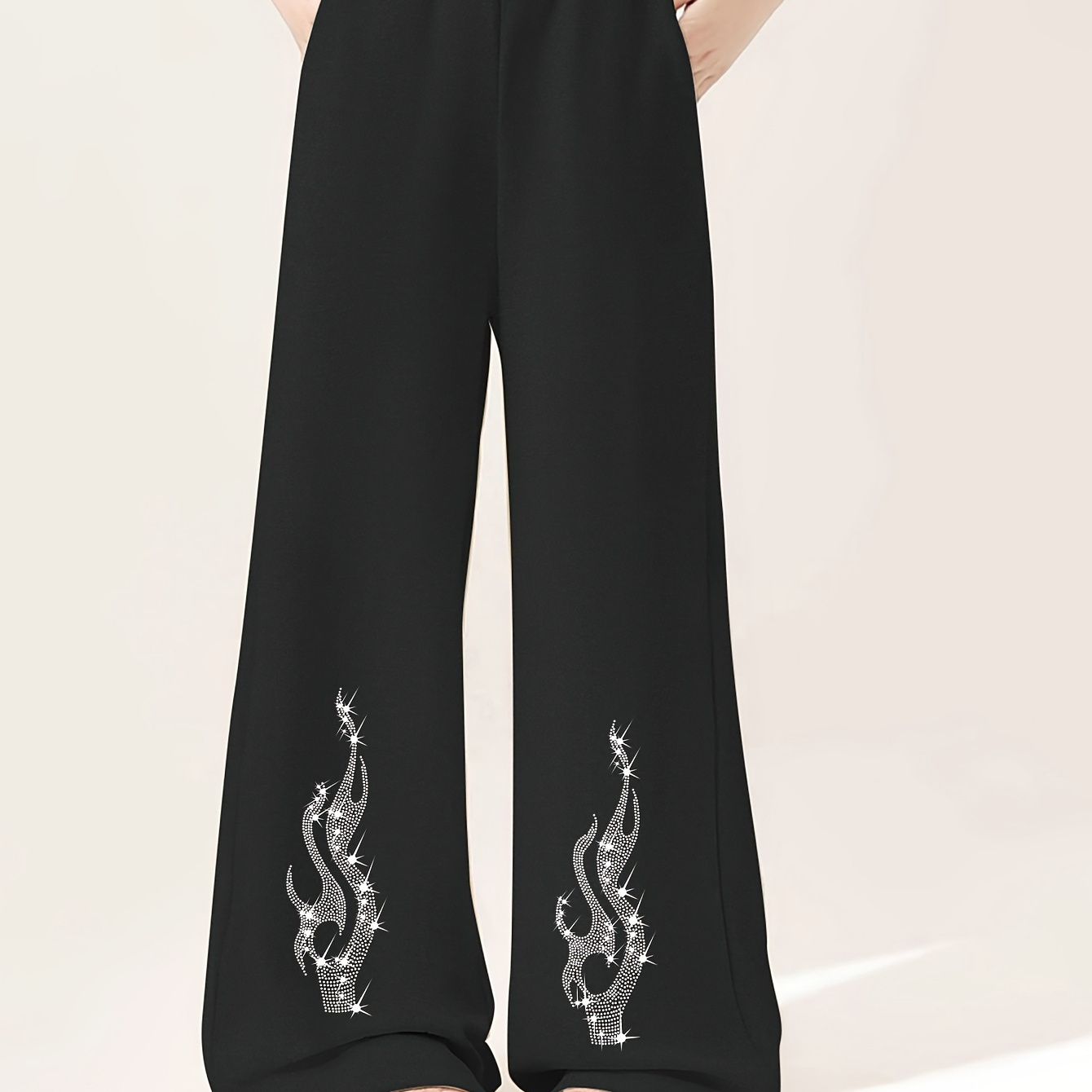 

Trendy Pattern Print Girl's Wide Leg Pants, Casual Comfortable Loose Trousers For Autumn