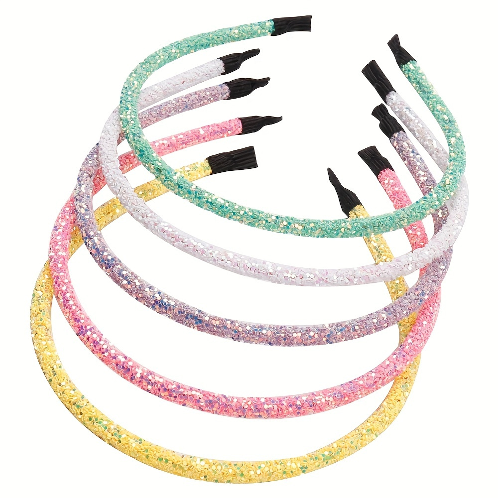 

5pcs Girls Cute Elegant Sequin Headband Decorative Hair Accessories Holiday Gift