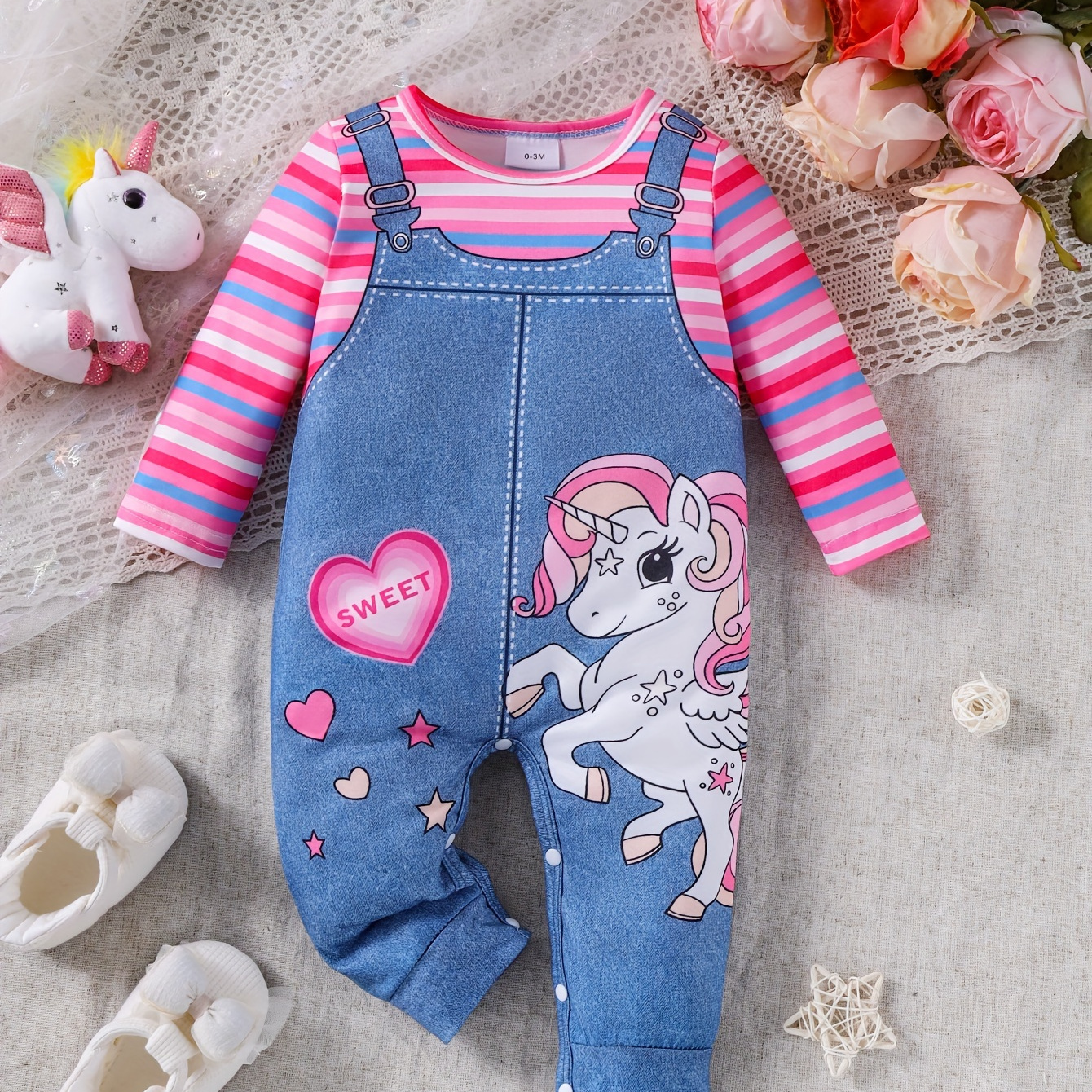 

's Unicorn Imitation Pattern Two- Long , Toddler & Infant Girl's