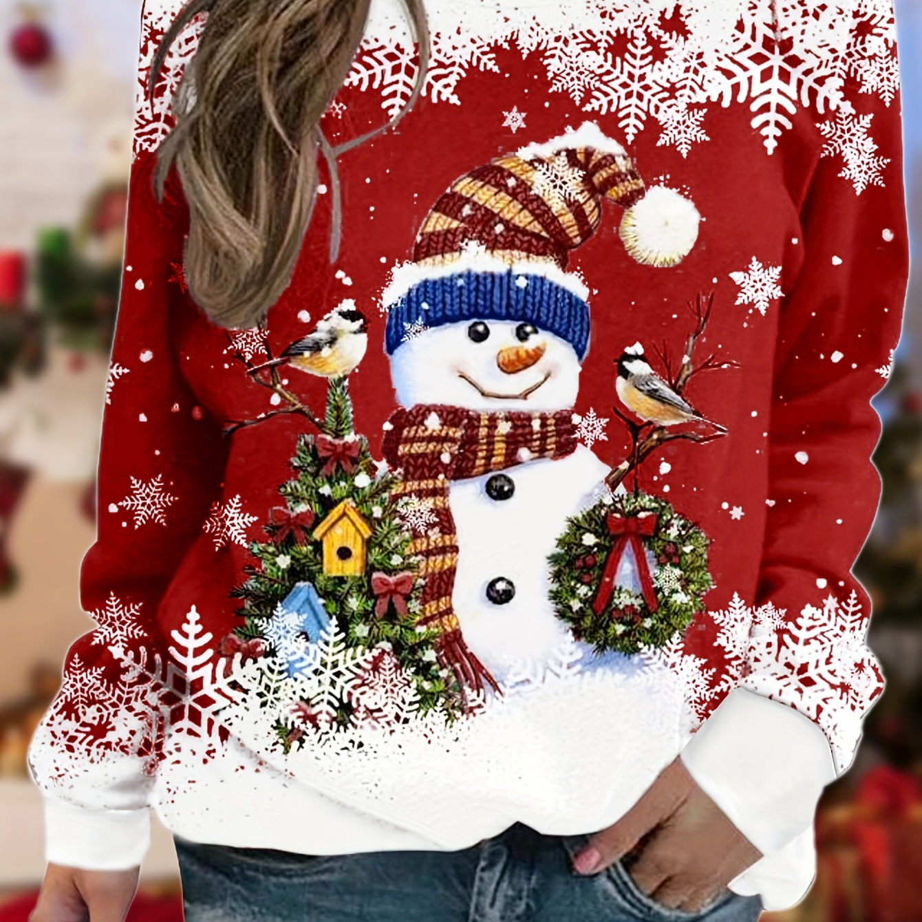 

's Snowman Sweatshirt - Pullover, , Washable