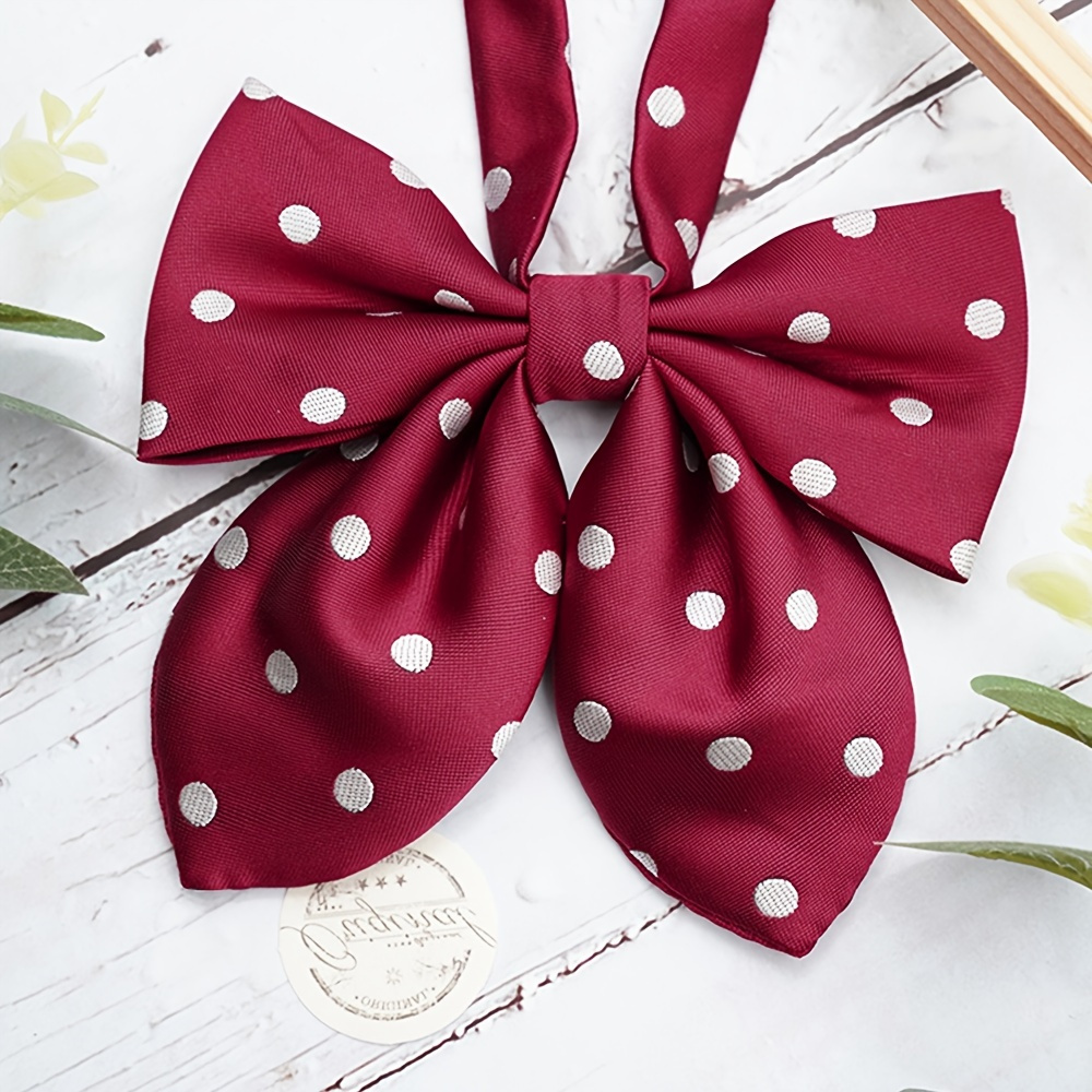 Elerevyo Women's Cute Ribbon Bow Ties Polka Dots Adjustable Straps for School Casual, Size: One Size