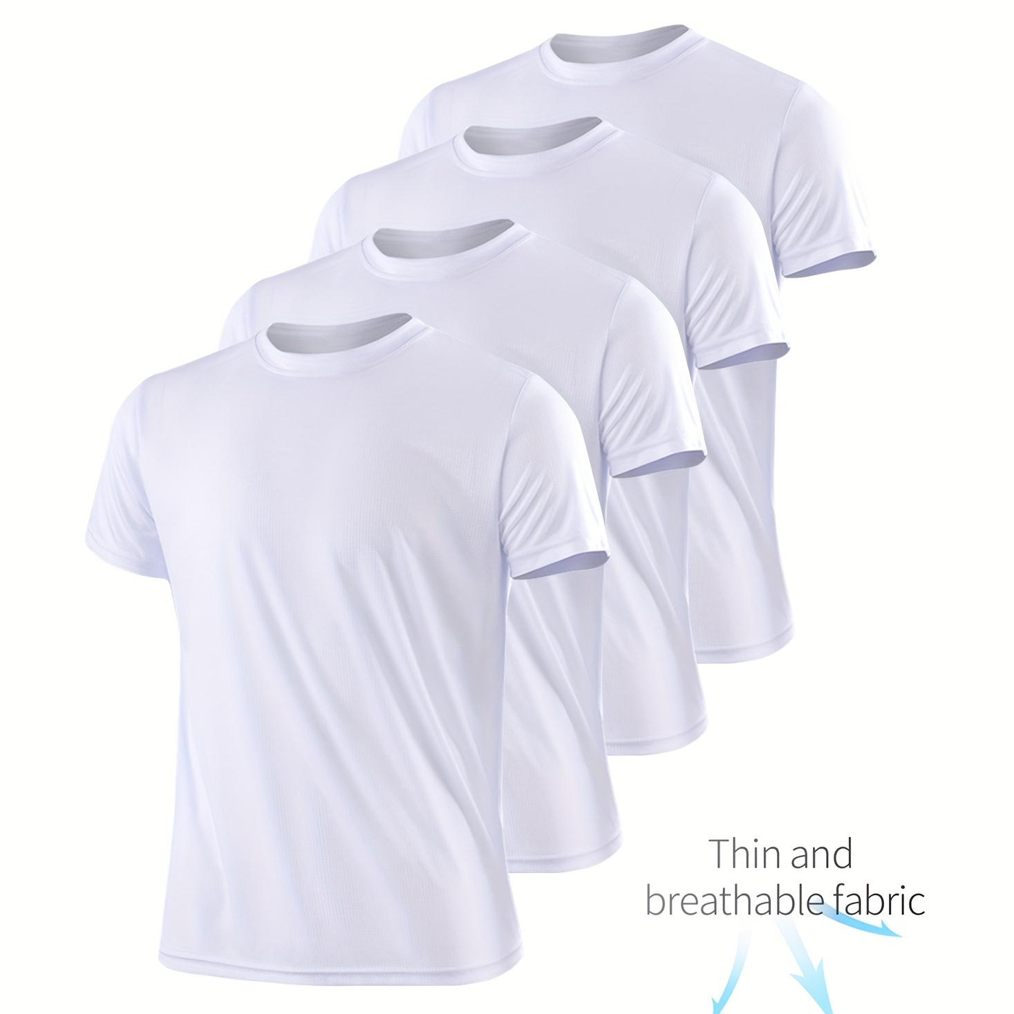 

Prince Men's 4pcs Ultra-thin Quick-dry T-shirts - Crew Neck, Short Sleeve, Breathable Polyester Activewear Tops For Gym, Running & Sports, Gym Shirts