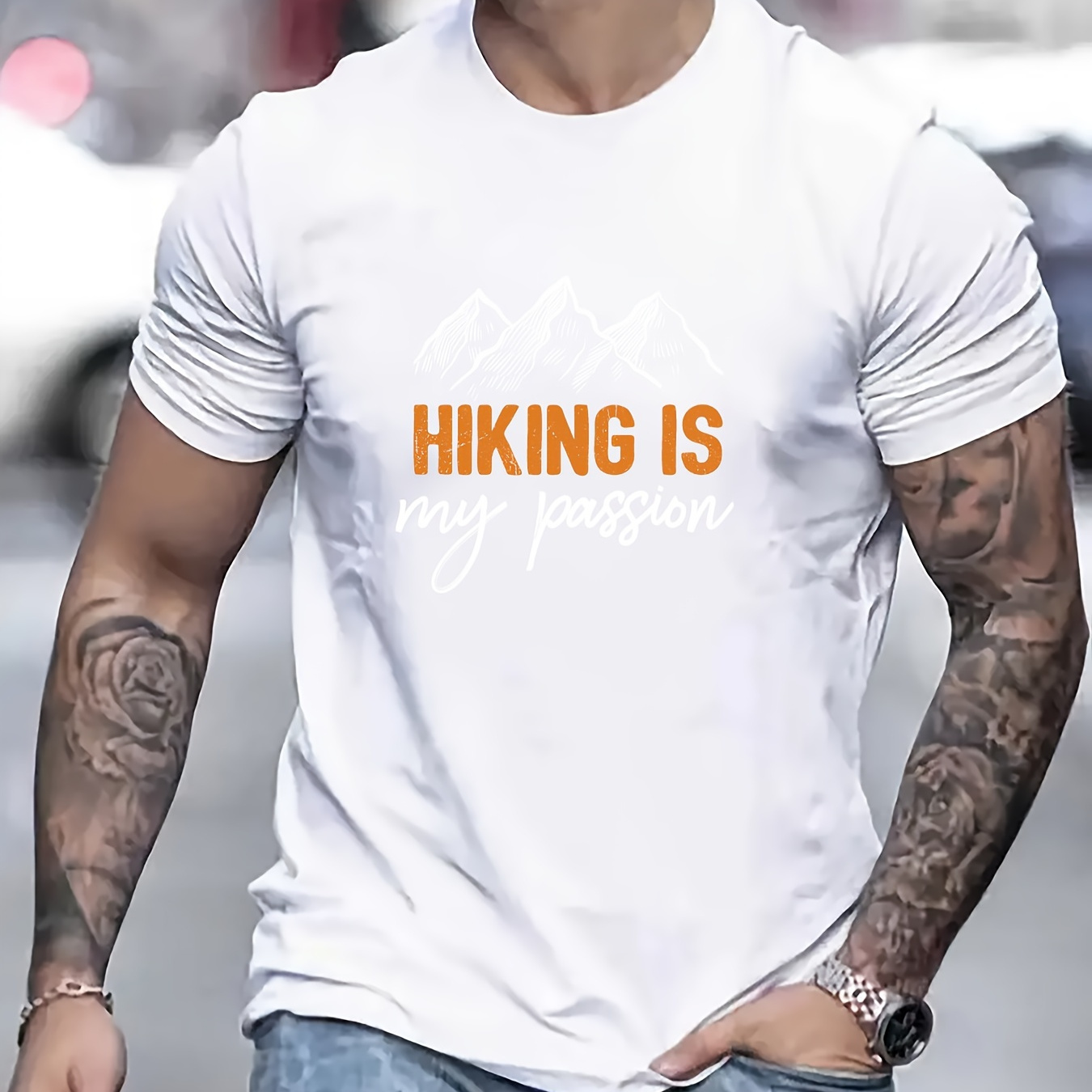 

La randonnée est ma passion - T-shirt imprimé, T-shirts pour hommes, T-shirt décontracté à manches courtes pour l'été