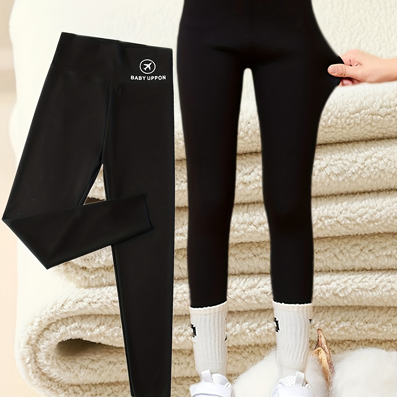 

Leggings chauds et extensibles en polaire thermique pour filles 2 pièces/ensemble pour l'automne et l'hiver en plein air