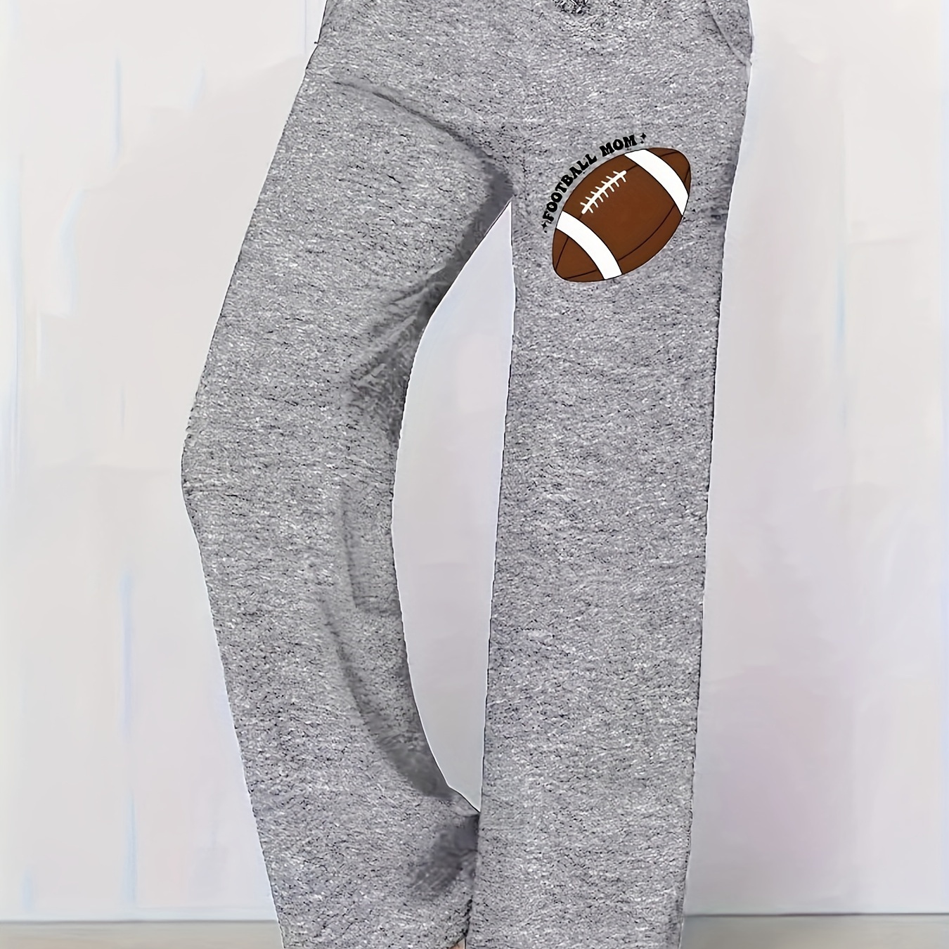 

Seasonal Olive Green Football Print Lounge Pants With Drawstring - Adult Women's Casual Knit Pants